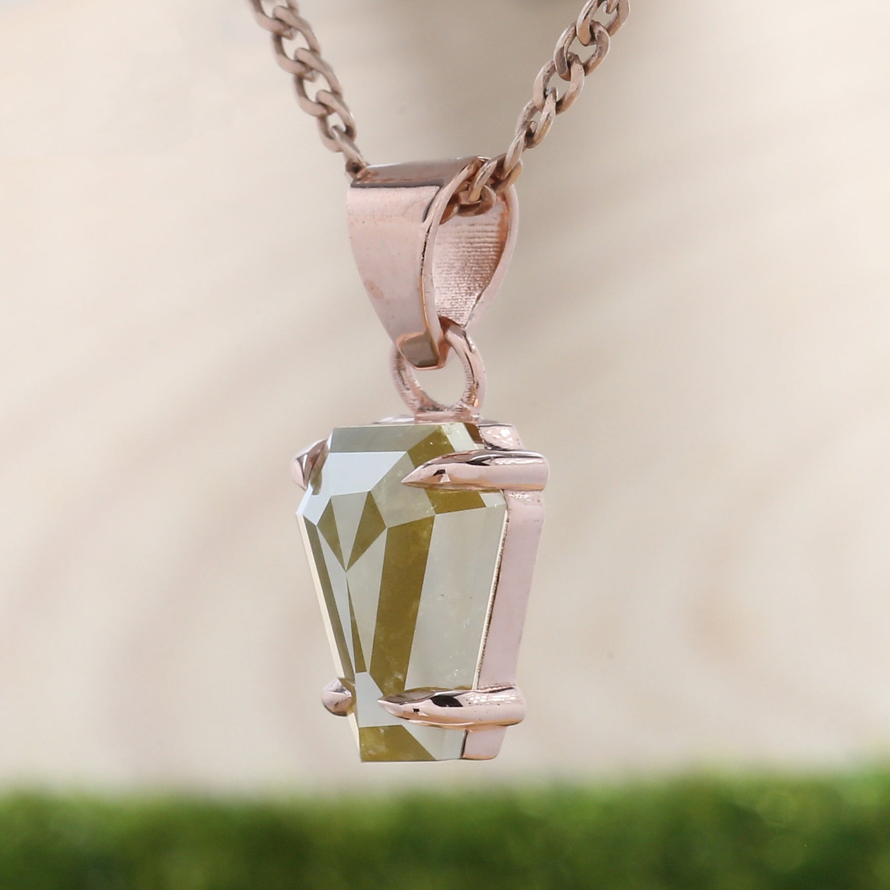 Coffin Yellow Diamond Pendant, Unique Diamond Pendant, Yellow Diamond Pendant, Coffin Pendant, No Chain Including Only Pendant KDL9586