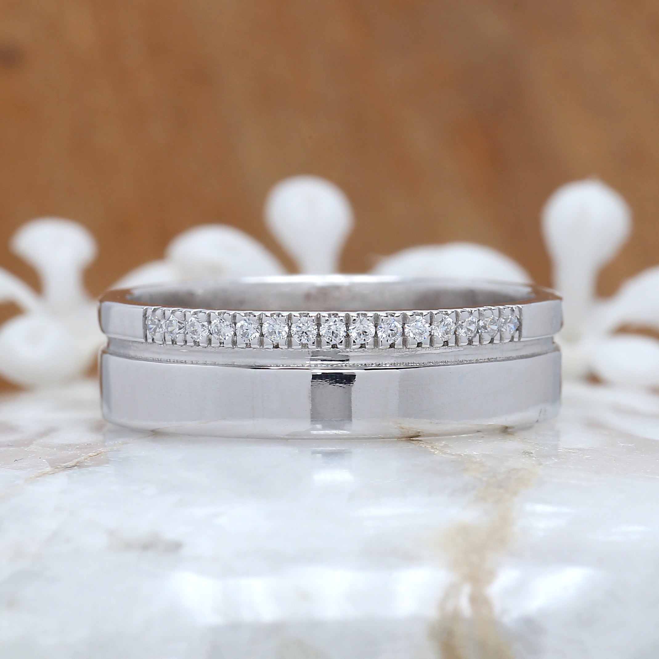 0.11 Ct, Men's Wedding Ring, White Diamond Band, Ring For Men, Round Diamond Band, Unique Men's Ring, Gift For Him, KD934