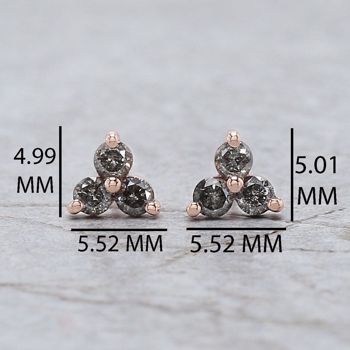 Round Salt And Pepper Diamond Earring Engagement Wedding Gift Earring 14K Solid Rose White Yellow Gold Earring 0.28 CT KD1025