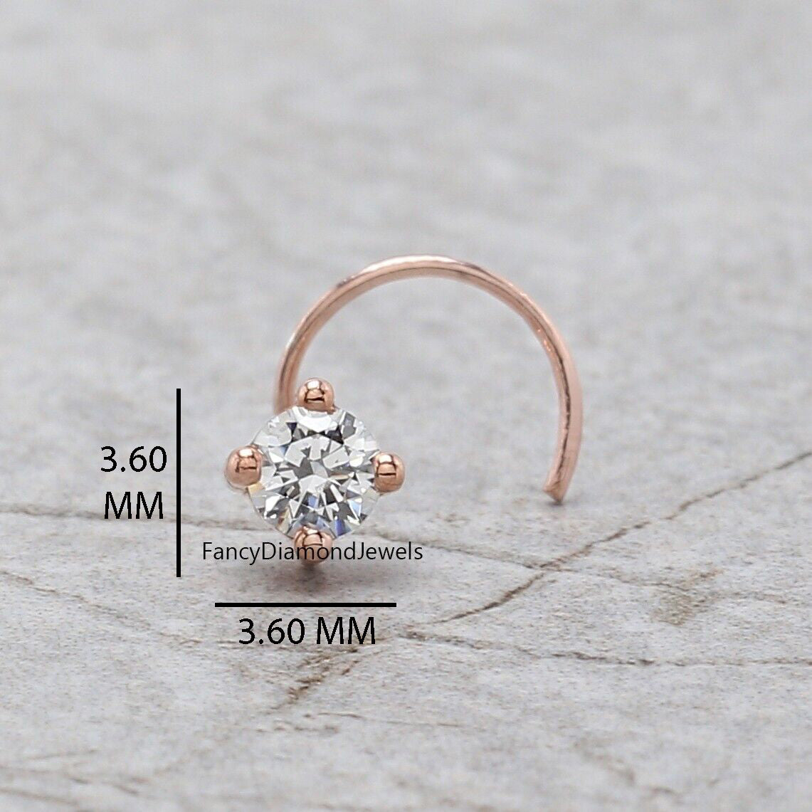 Natural White Round Diamond Nose Rings Engagement Wedding Gift Nose Ring 14K Solid Rose White Yellow Gold Nose Ring 0.17 CT KD1009