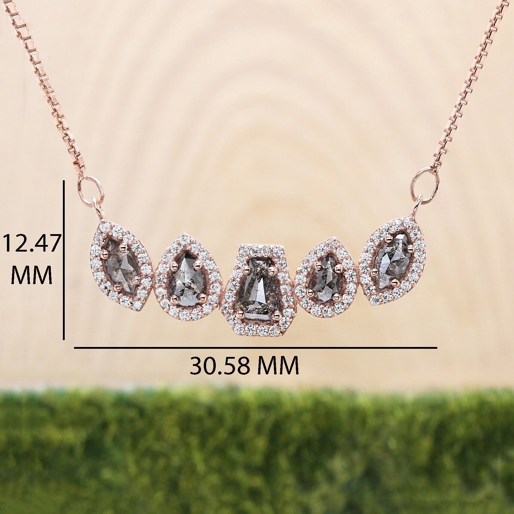 Mix Shape Salt And Pepper Diamond Pendant Engagement Wedding Gift Pendant 14K Solid Rose White Yellow Gold Pendant 1.17 CT KDN1804
