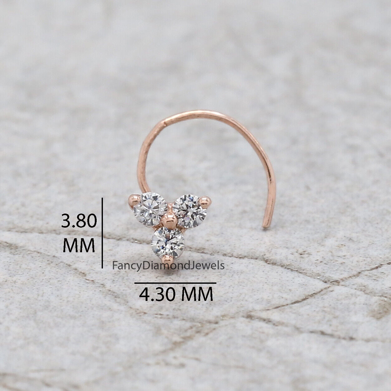 Natural White Round Diamond Nose Rings Engagement Wedding Gift Nose Ring 14K Solid Rose White Yellow Gold Nose Ring 0.08 CT KD966