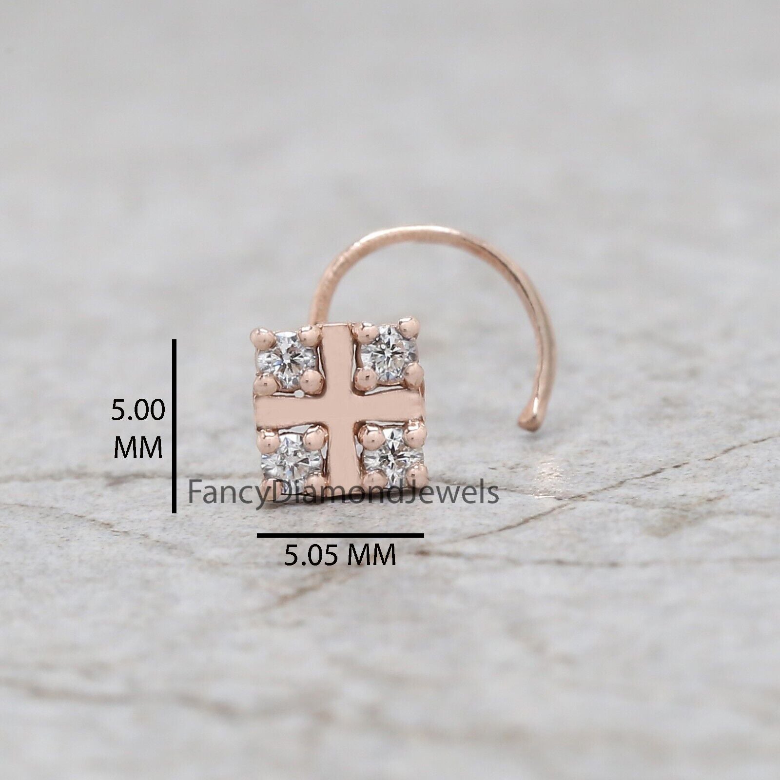 Natural White Round Diamond Nose Rings Engagement Wedding Gift Nose Ring 14K Solid Rose White Yellow Gold Nose Ring 0.08 CT KD957