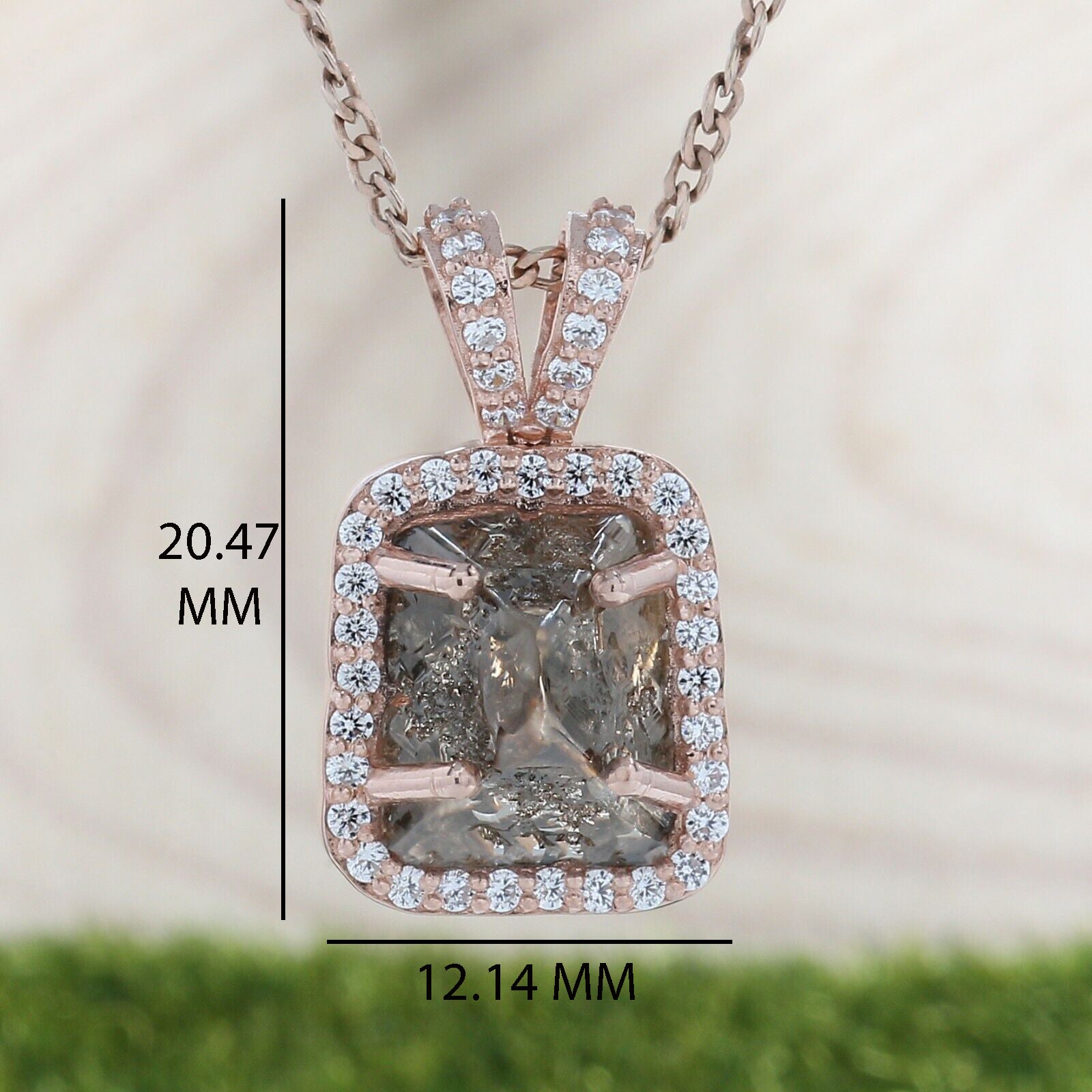 Brown Color Raw Diamond Pendant 14K Solid Rose White Yellow Gold Pendant Engagement Wedding Gift Pendant 2.81 CT KDN145