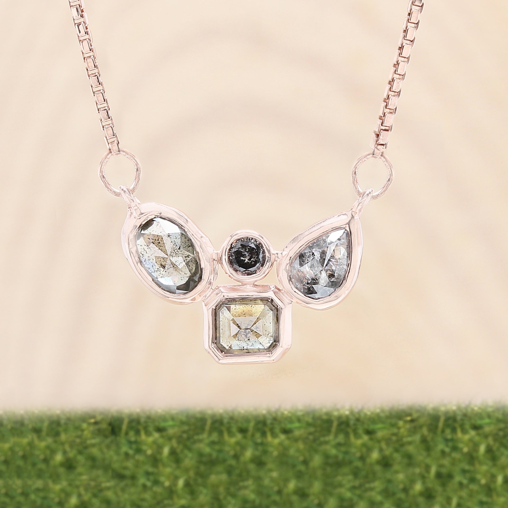 Mix Shape Salt And Pepper Diamond Pendant, Unique Diamond Pendant, Salt And Pepper Diamond Pendant, No Chain Including Only Pendant KDL005