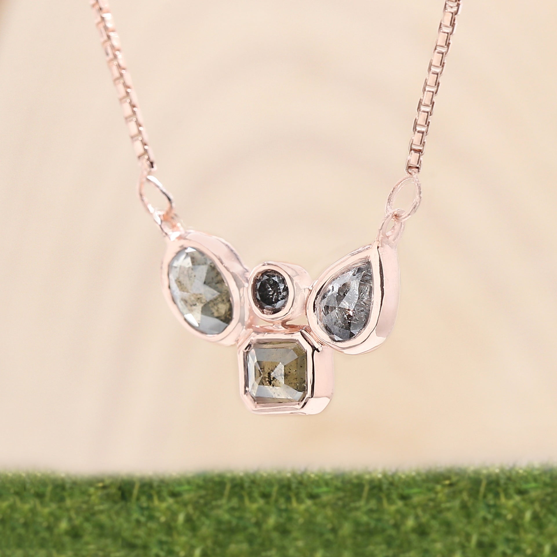 Mix Shape Salt And Pepper Diamond Pendant, Unique Diamond Pendant, Salt And Pepper Diamond Pendant, No Chain Including Only Pendant KDL005