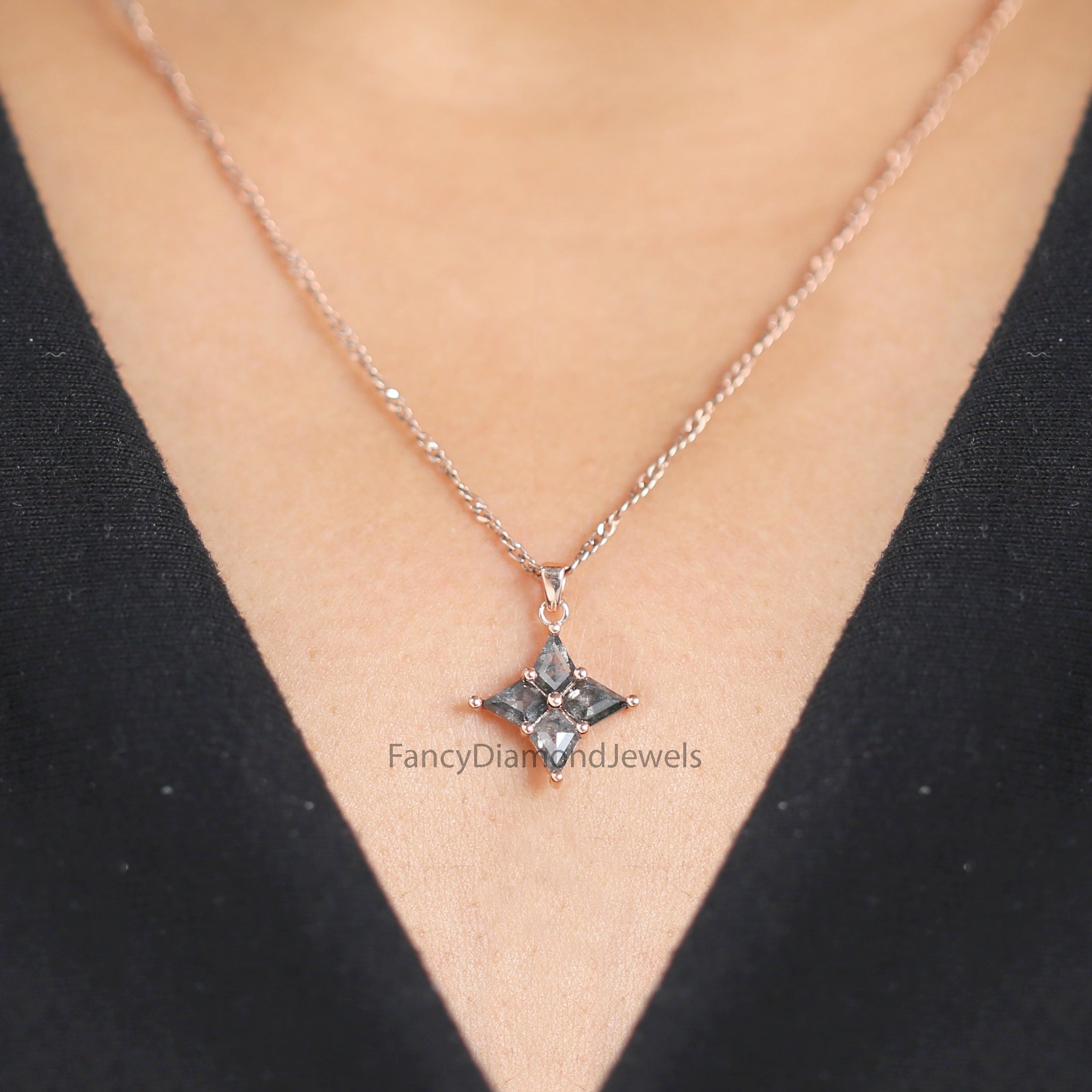 Kite Salt And Pepper Diamond Pendant, Kite Unique Diamond Pendant, Kite Dangling Diamond Pendant, No Chain Including Only Pendant, KD1094