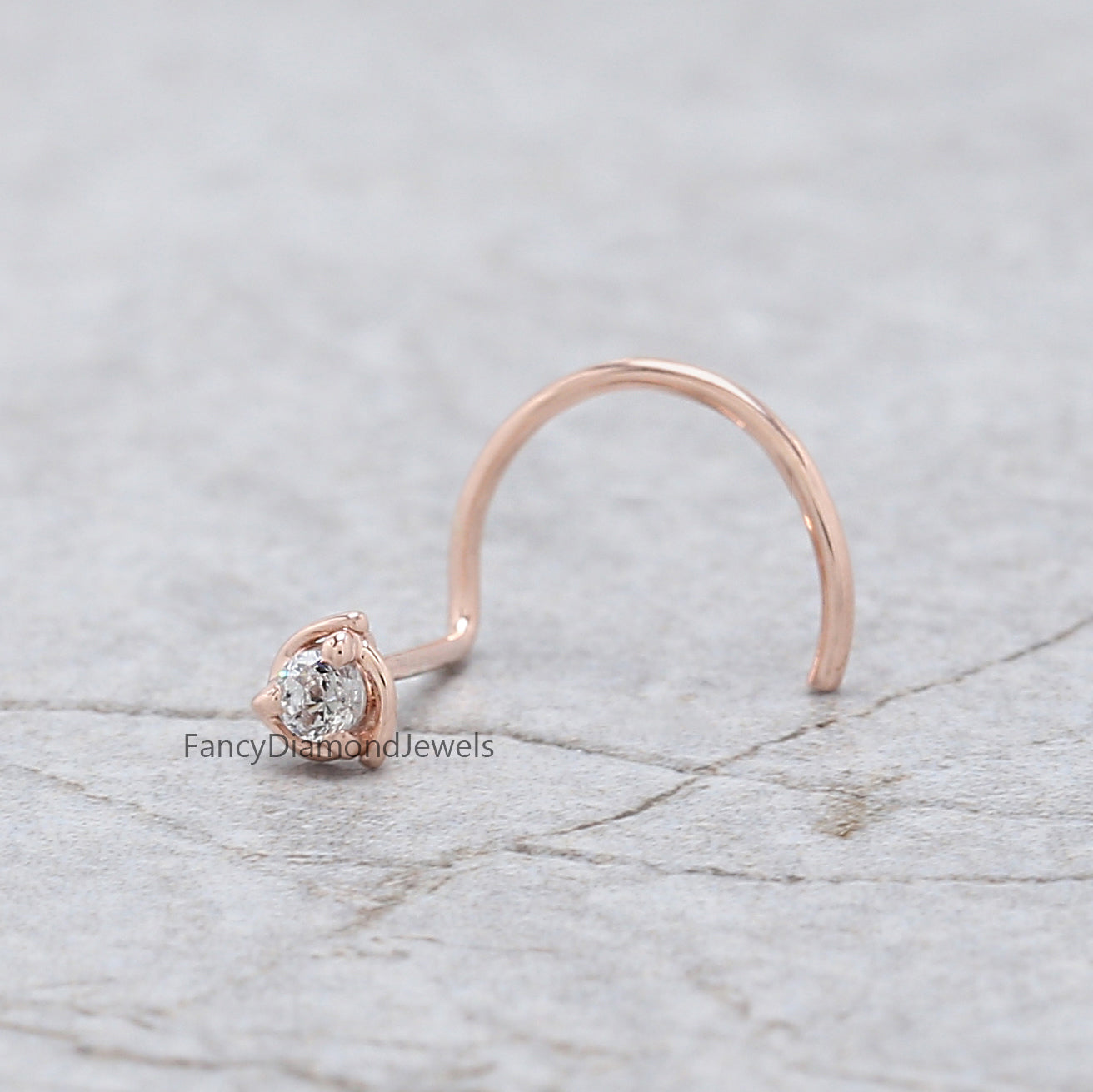 Natural White Round Diamond Nose Rings Engagement Wedding Gift Nose Ring 14K Solid Rose White Yellow Gold Nose Ring 0.03 CT KD1020