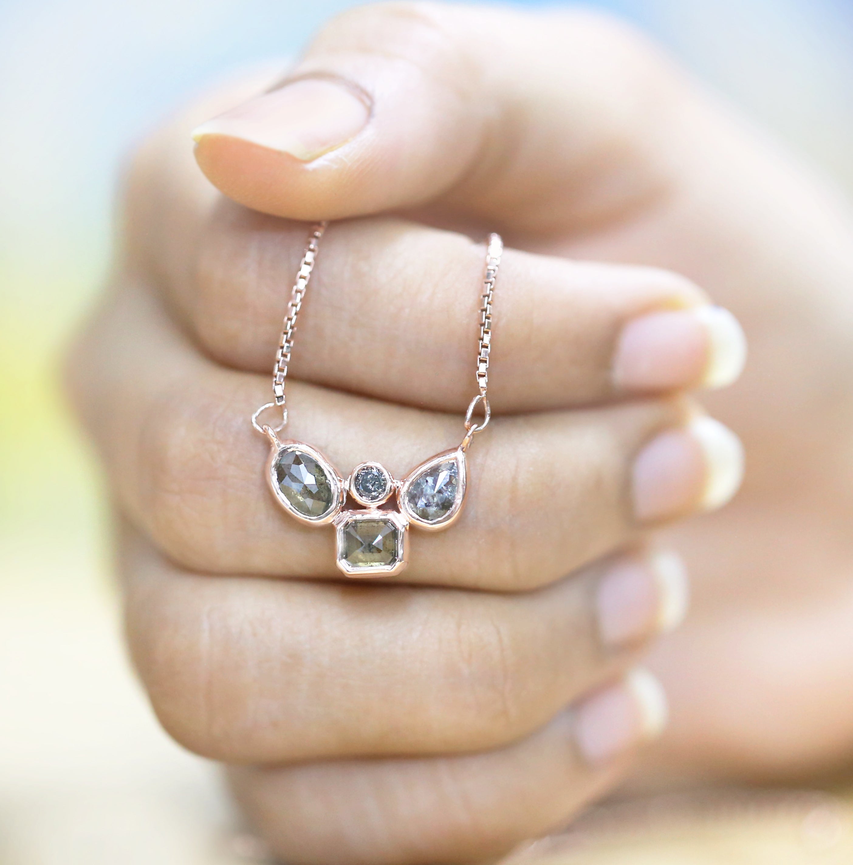 Mix Shape Salt And Pepper Diamond Pendant, Unique Diamond Pendant, Salt And Pepper Diamond Pendant, No Chain Including Only Pendant KDL005