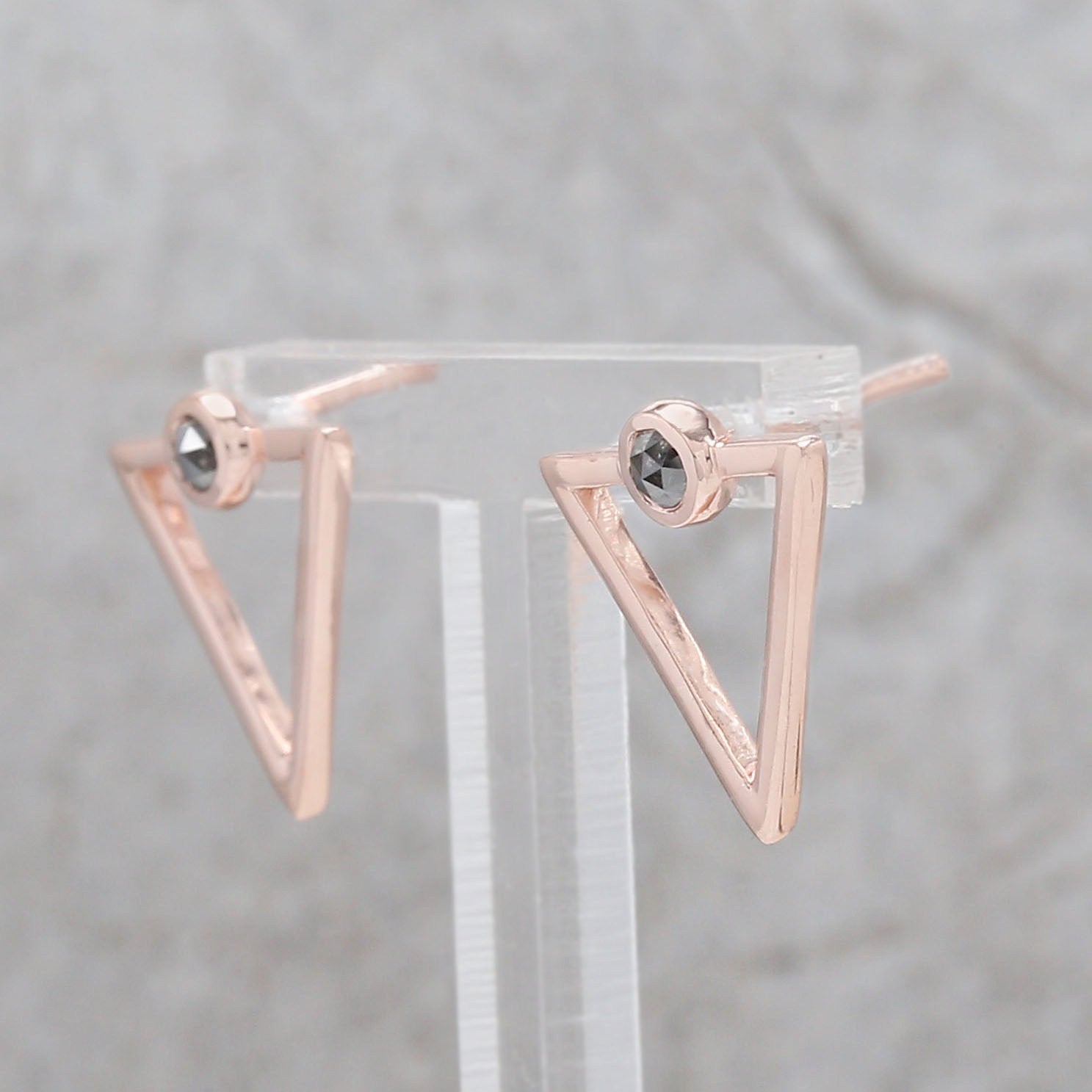 Round Rose Cut Salt And Pepper Diamond Earring Engagement Wedding Gift Earring 14K Solid Rose White Yellow Gold Earring 0.24 CT KD1082