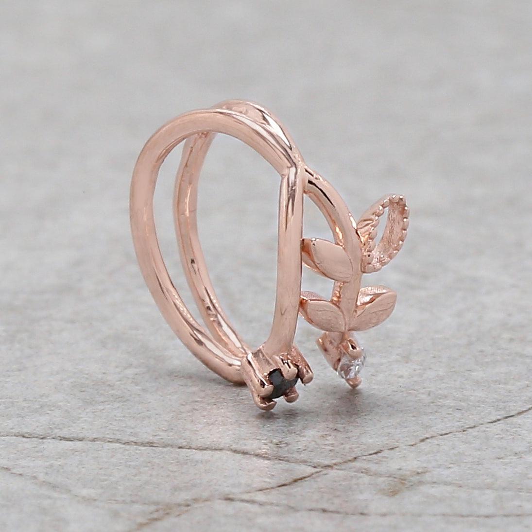 Natural Round / Marquise Diamond 14K Solid Rose White Yellow Gold Ear Cuff Ring Engagement Wedding Gift Ear Cuff KD1071