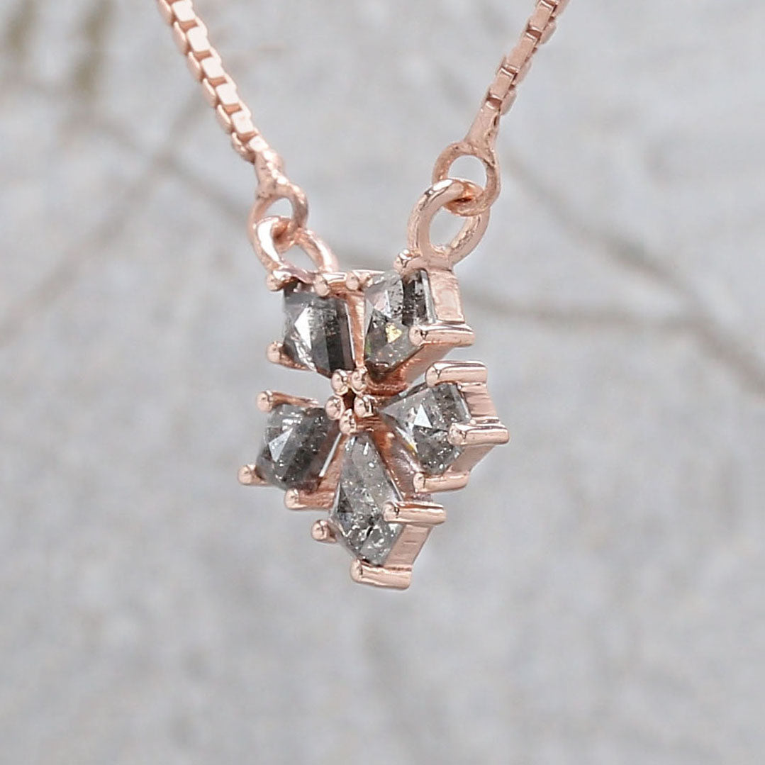 Kite Salt And Pepper Diamond Pendant Engagement Wedding Gift Pendant 14K Solid Rose White Yellow Gold Pendant 0.77 CT KDN1331