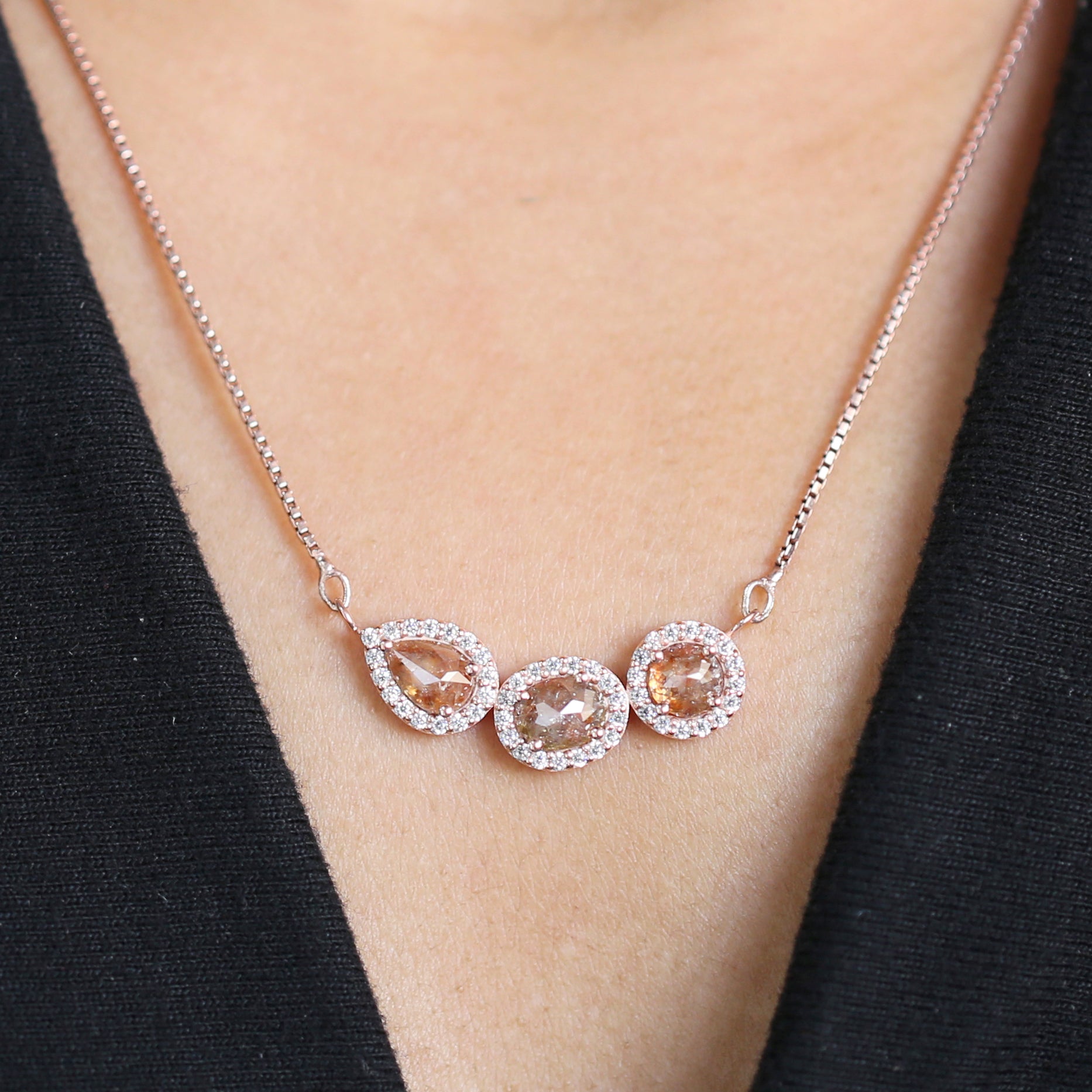 Mix Shape Brown Color Diamond Pendant Engagement Wedding Gift Pendant 14K Solid Rose White Yellow Gold Pendant 1.96 CT KDN1998