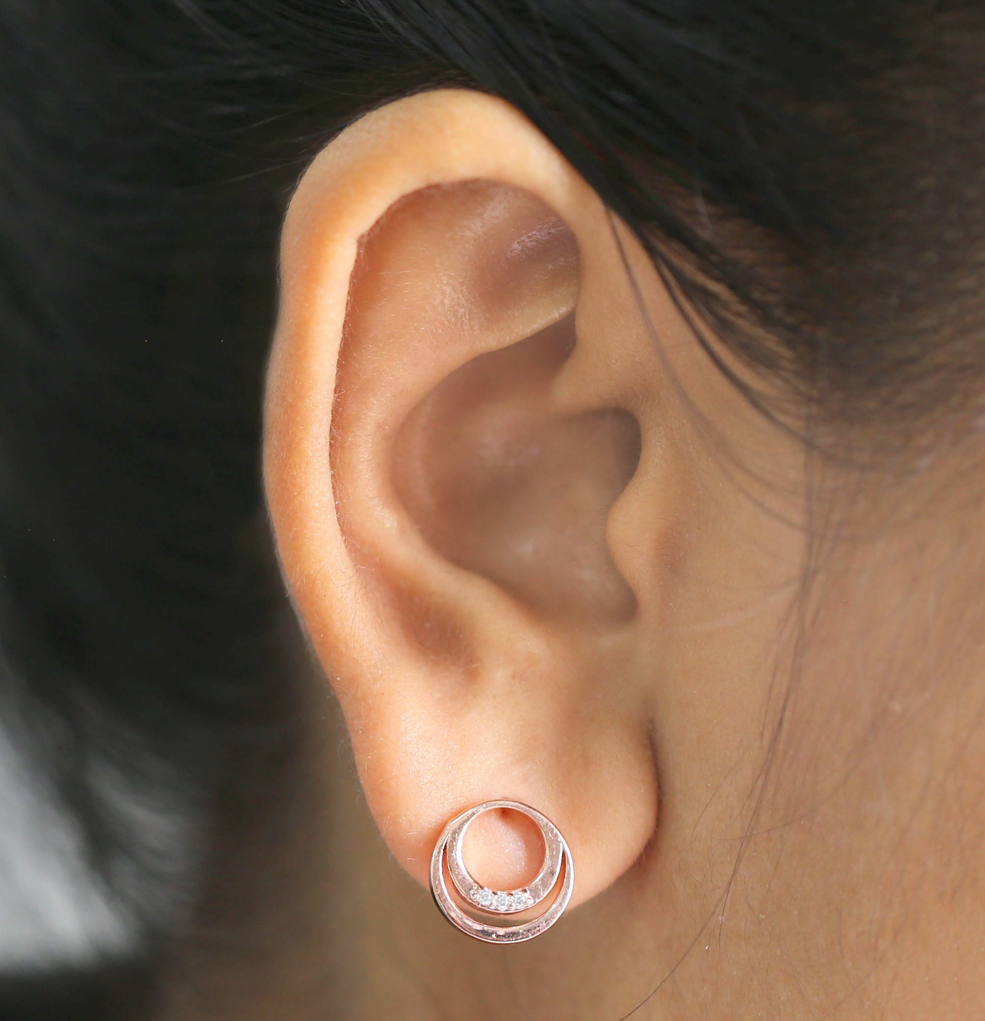 Round White Color Diamond Earring Engagement Wedding Gift Earring 14K Solid Rose White Yellow Gold Earring 0.04 CT KD982