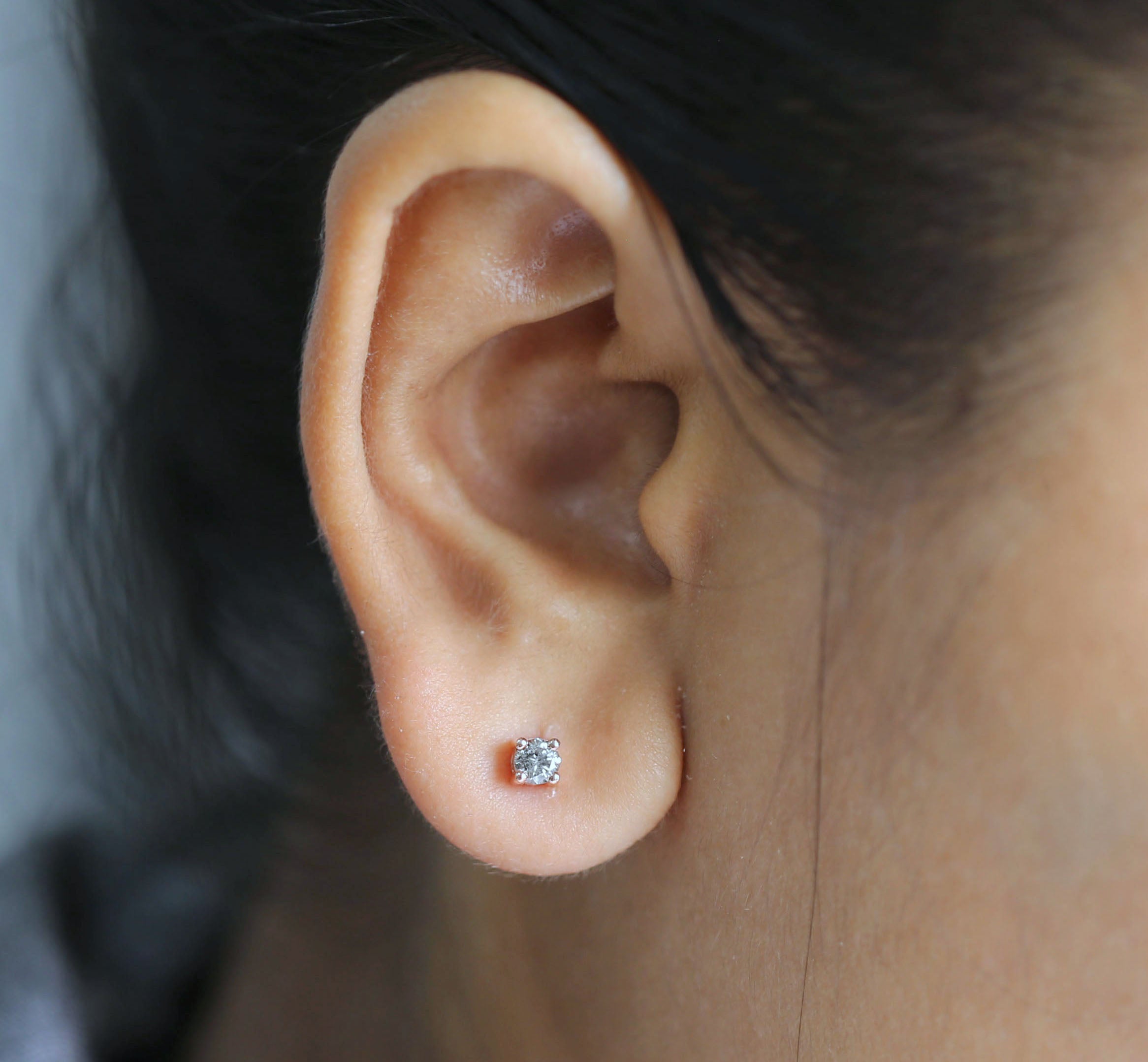 Round Salt And Pepper Diamond Earring Engagement Wedding Gift Earring 14K Solid Rose White Yellow Gold Earring 0.36 CT KD998