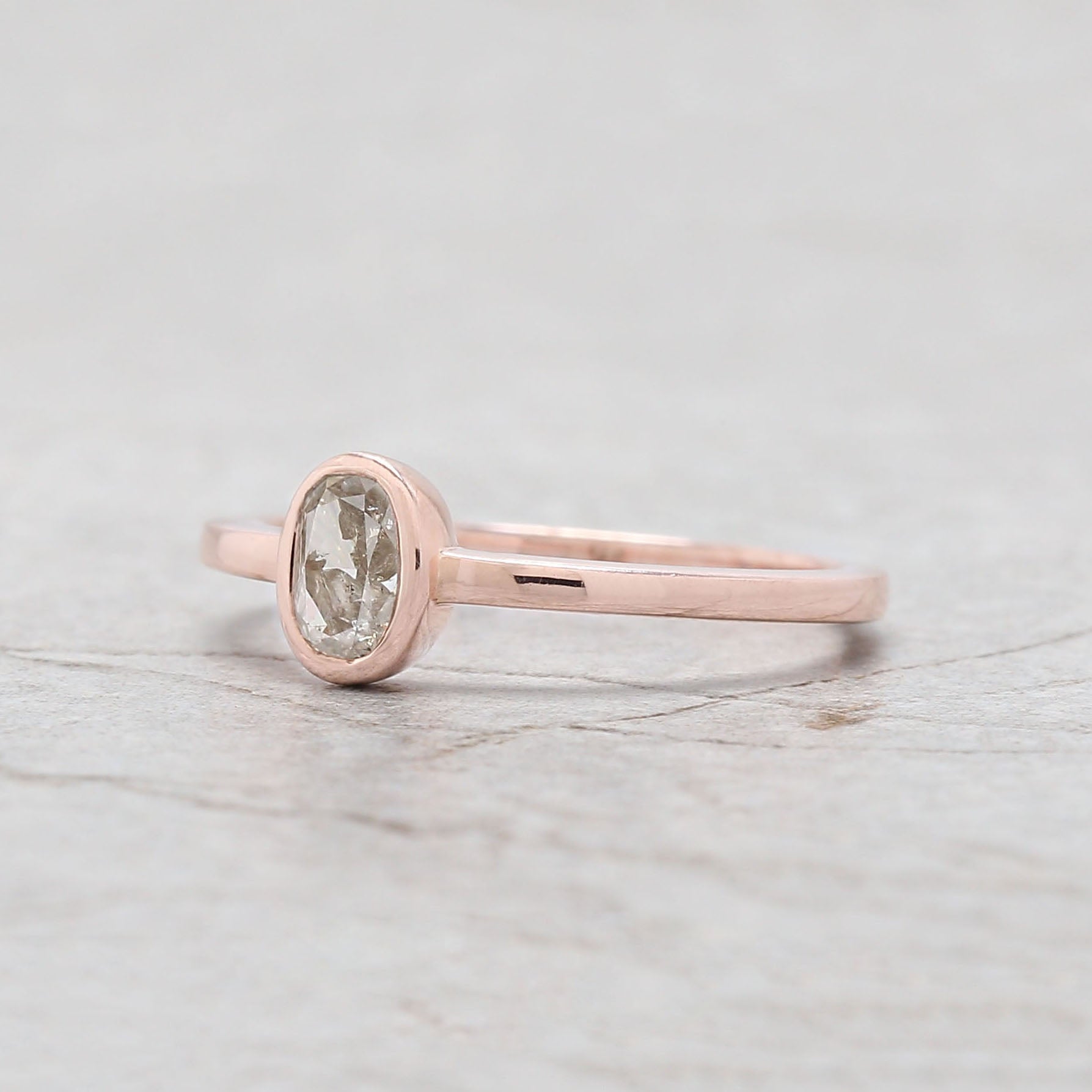 Oval Gray Color Diamond Ring Engagement Wedding Gift Ring 14K Solid Rose White Yellow Gold Ring 0.57 CT KDL5971