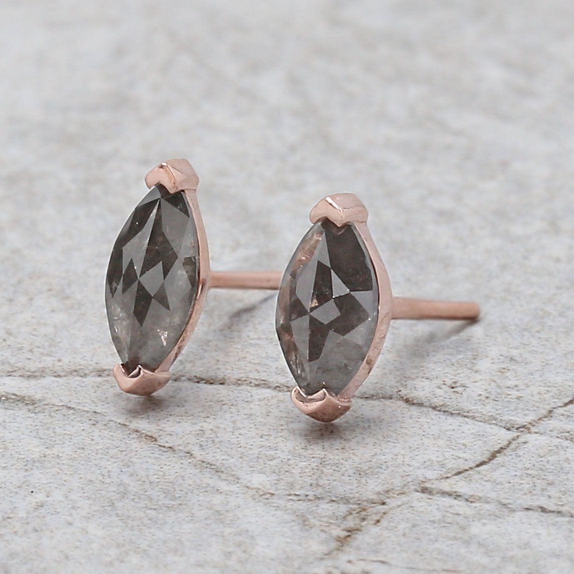 Marquise Salt and Pepper Diamond Earring Engagement Wedding Gift Earring 14K Solid Rose White Yellow Gold Earring 0.77 CT KDL1076