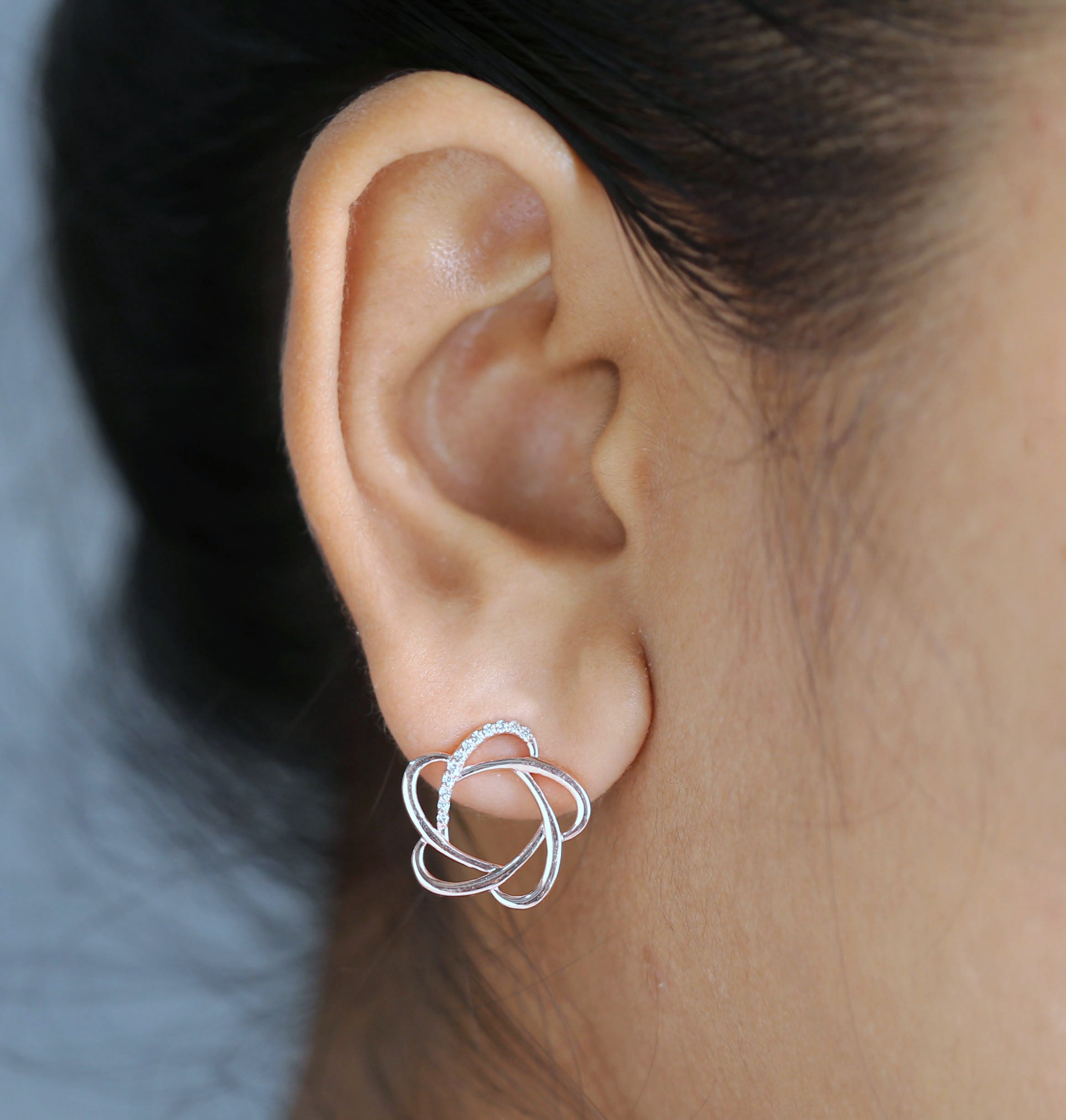 Round White Color Diamond Earring Engagement Wedding Gift Earring 14K Solid Rose White Yellow Gold Earring 0.14 CT KD986