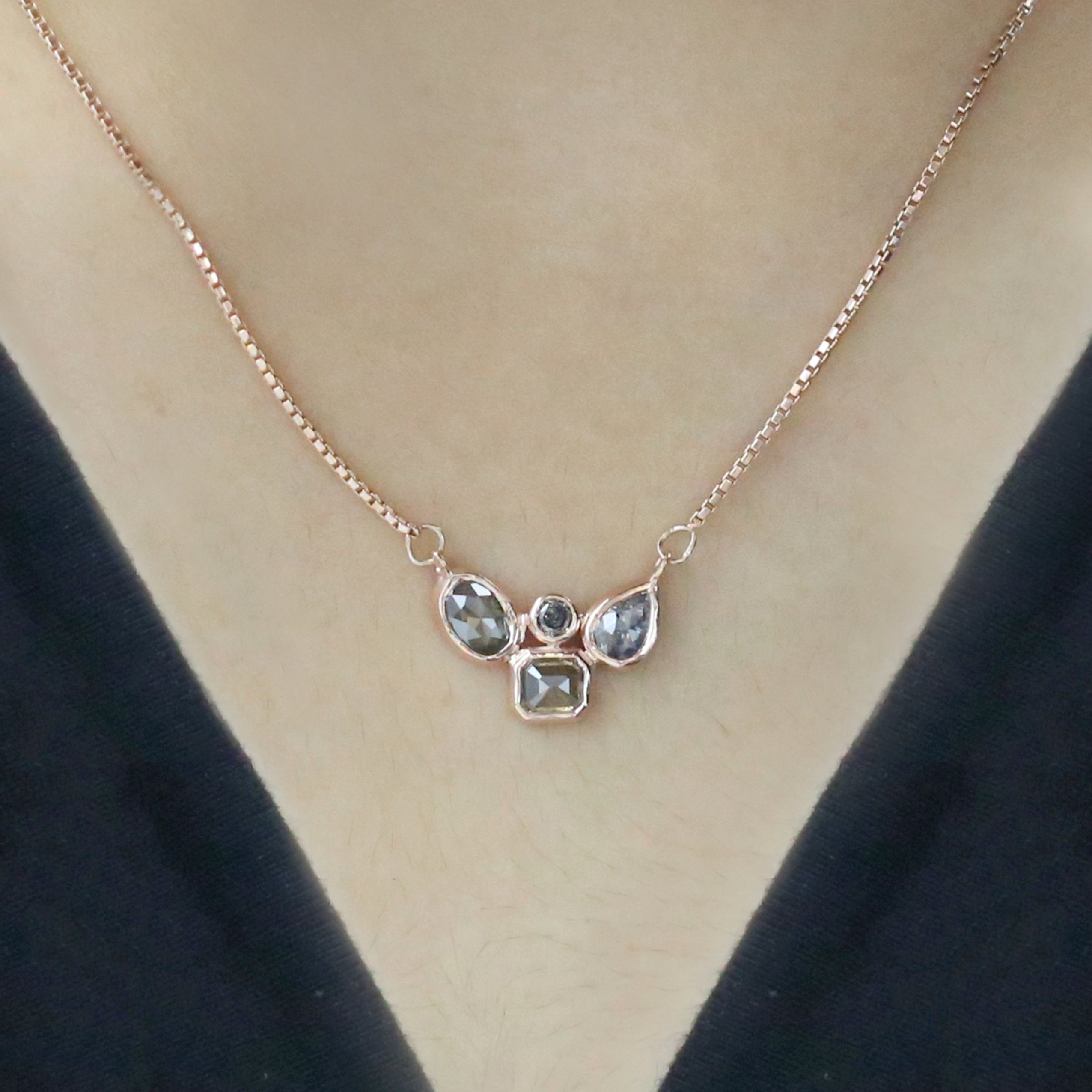 Mix Shape Salt And Pepper Diamond Pendant, Unique Diamond Pendant, Salt And Pepper Diamond Pendant, No Chain Including Only Pendant KDL005