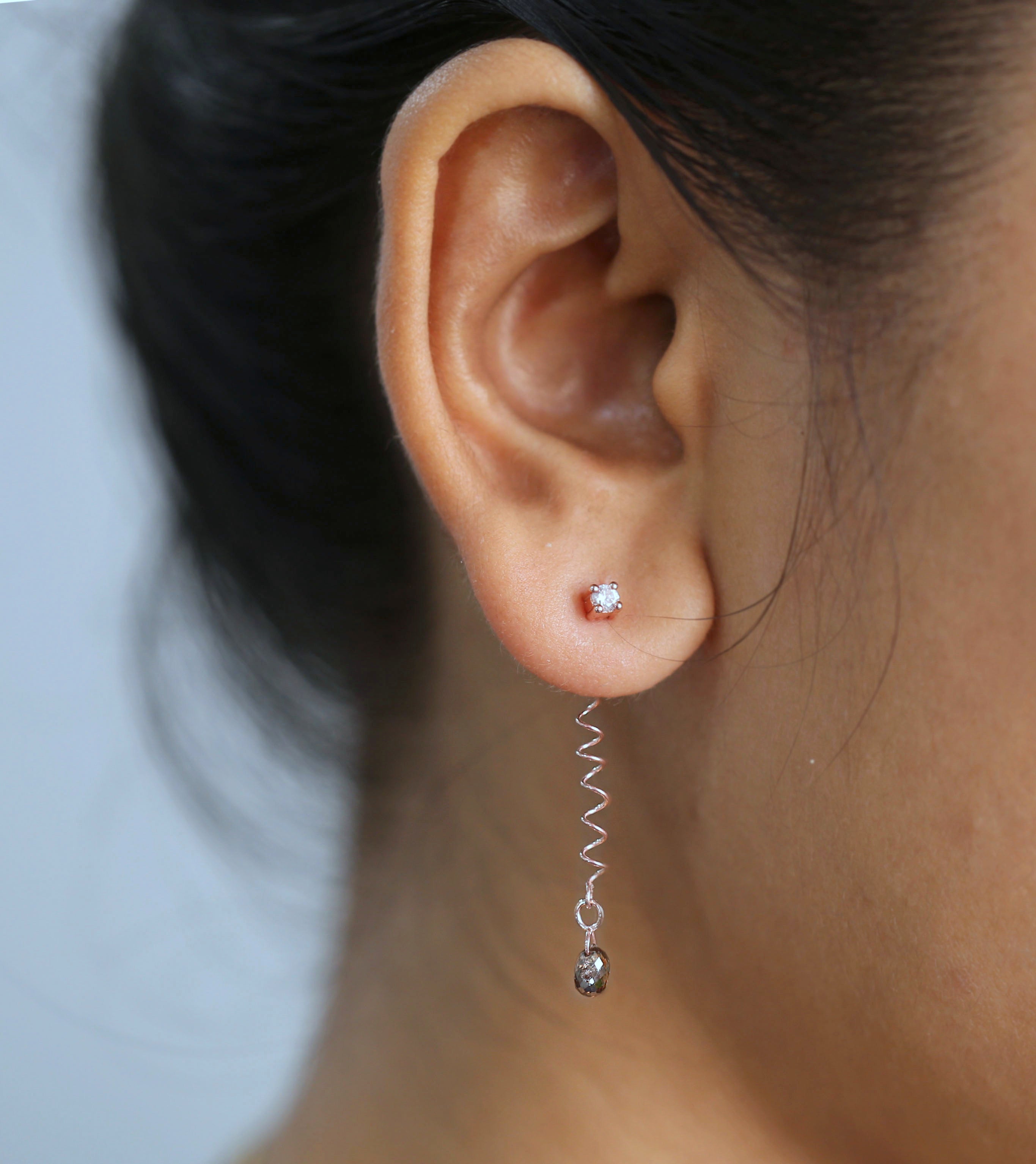 Drop Brown Color Diamond Earring Engagement Wedding Gift Earring 14K Solid Rose White Yellow Gold Earring 1.20 CT KD1223