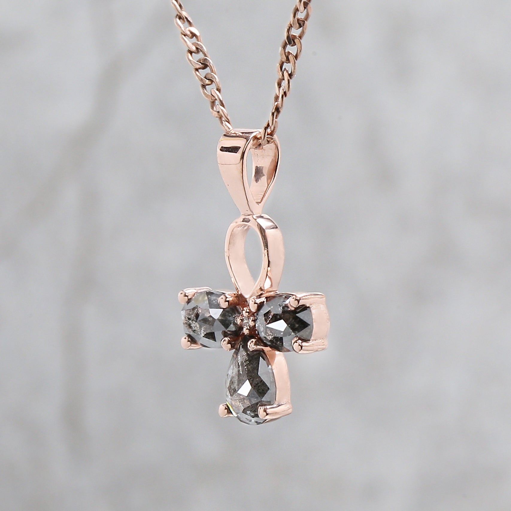 Mix Shape Salt And Pepper Diamond Pendant Engagement Wedding Gift Pendant 14K Solid Rose White Yellow Gold Pendant 0.81 CT KDL2446