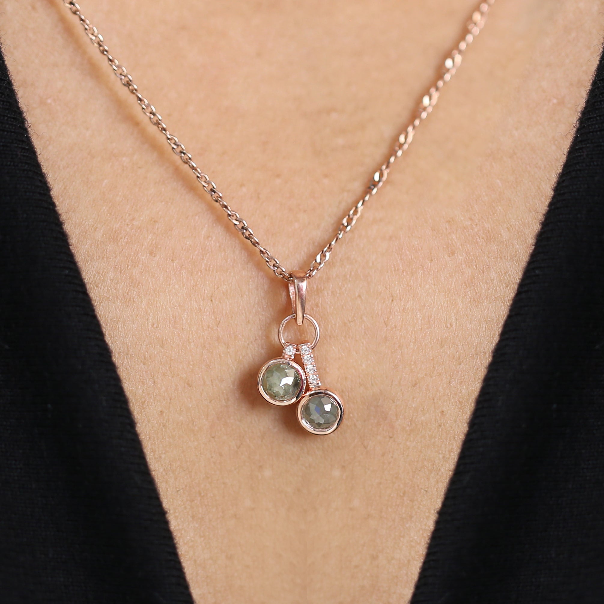 Round Rose Cut Diamond Pendant, Unique Diamond Pendant, Grey Diamond Pendant, Grey Round Pendant, No Chain Including Only Pendant KDL6383
