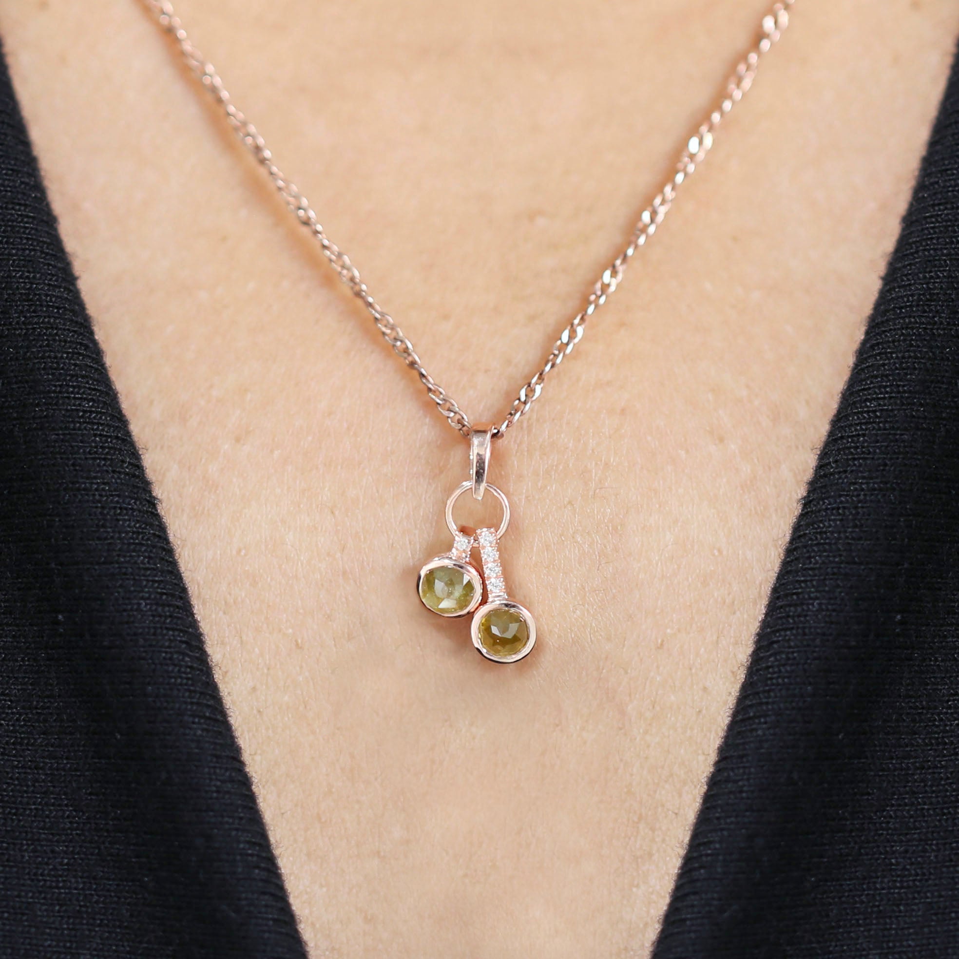 Round Rose Cut Yellow Color Diamond Pendant Engagement Wedding Gift Pendant 14K Solid Rose White Yellow Gold Pendant 0.84 CT KDK1203