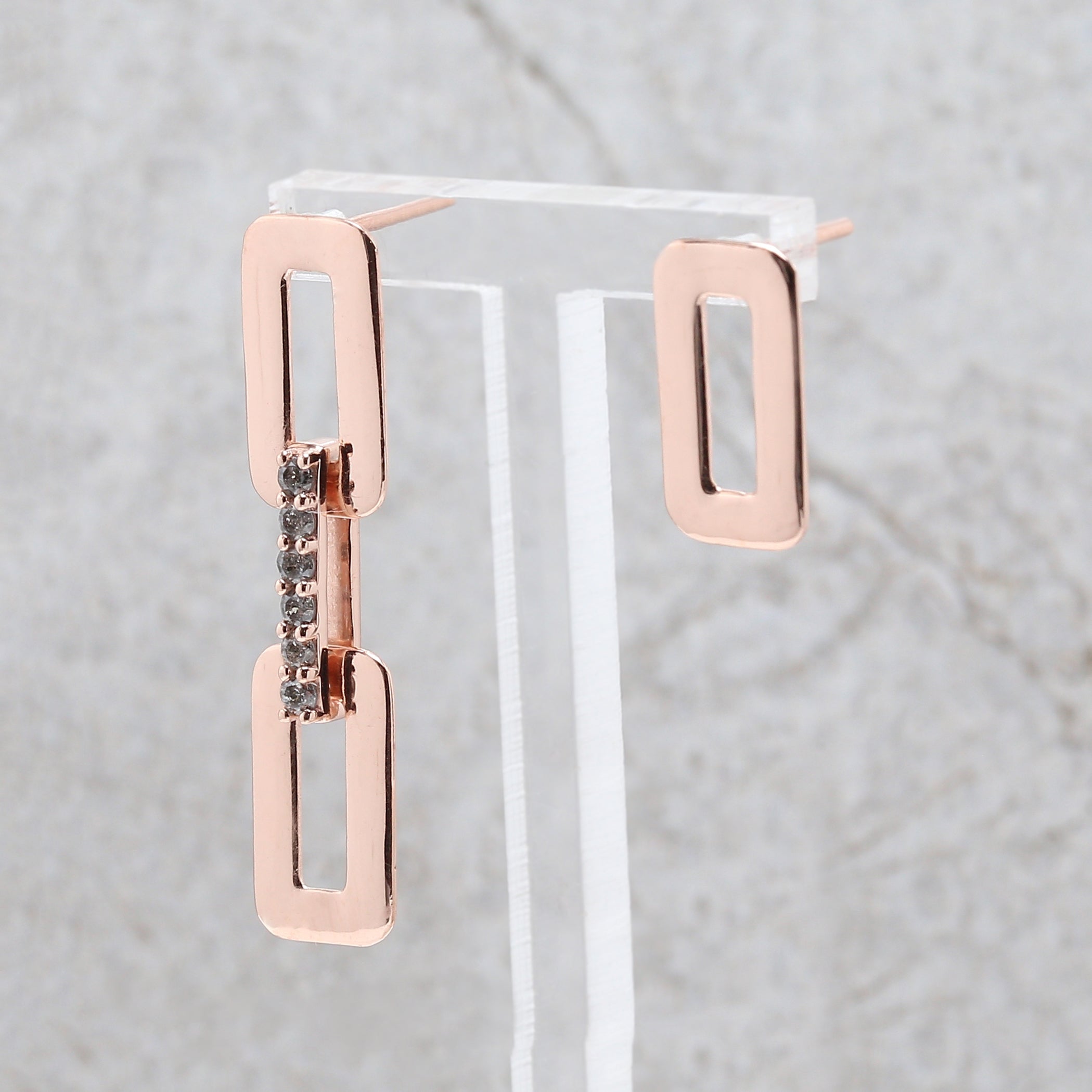 Round Salt And Pepper Diamond Earring Engagement Wedding Gift Earring 14K Solid Rose White Yellow Gold Earring 0.18 CT KD1074