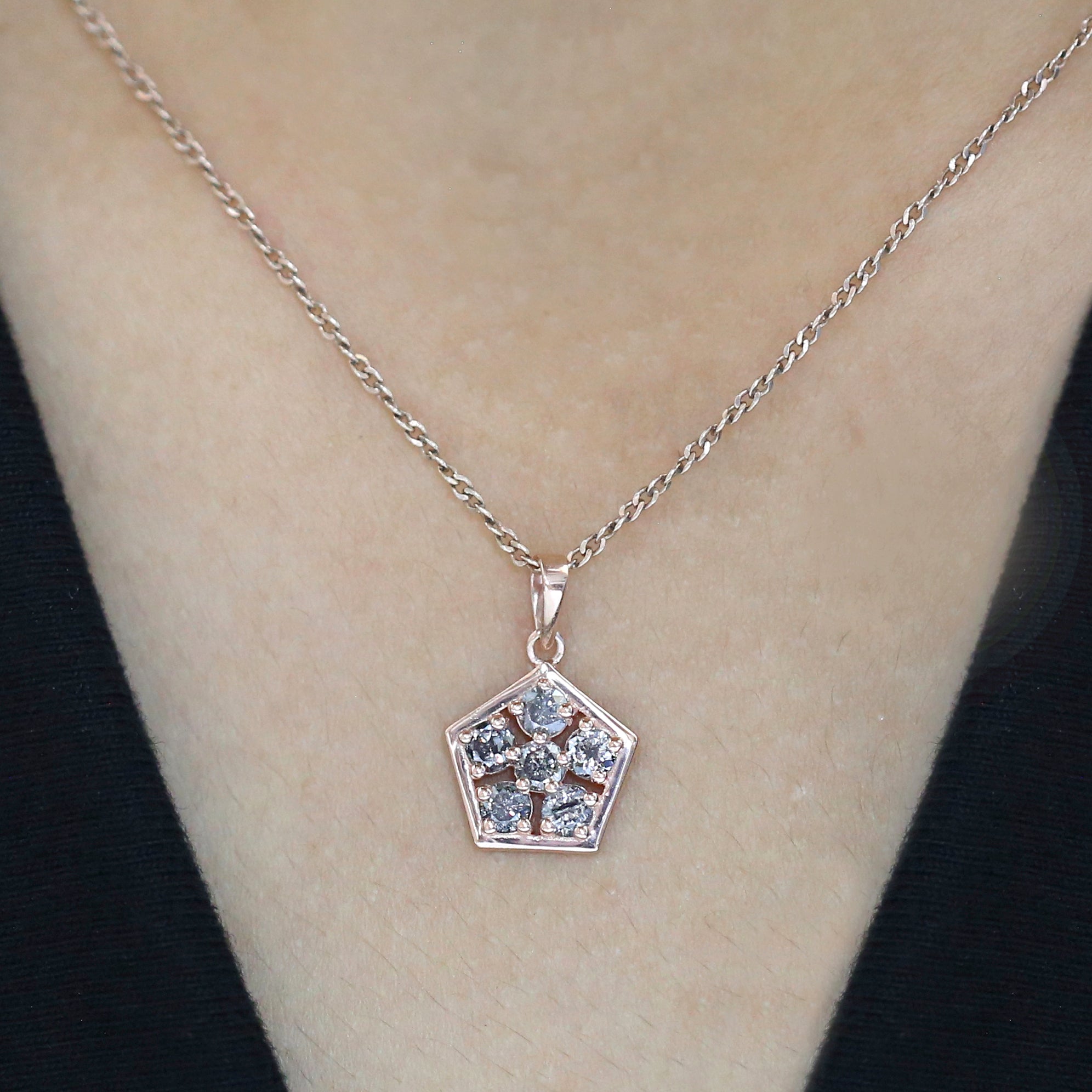 Round Brilliant Cut Salt And Pepper Diamond Pendant, Unique Diamond Pendant, Round Diamond Pendant, No Chain Including Only Pendant KDL1396