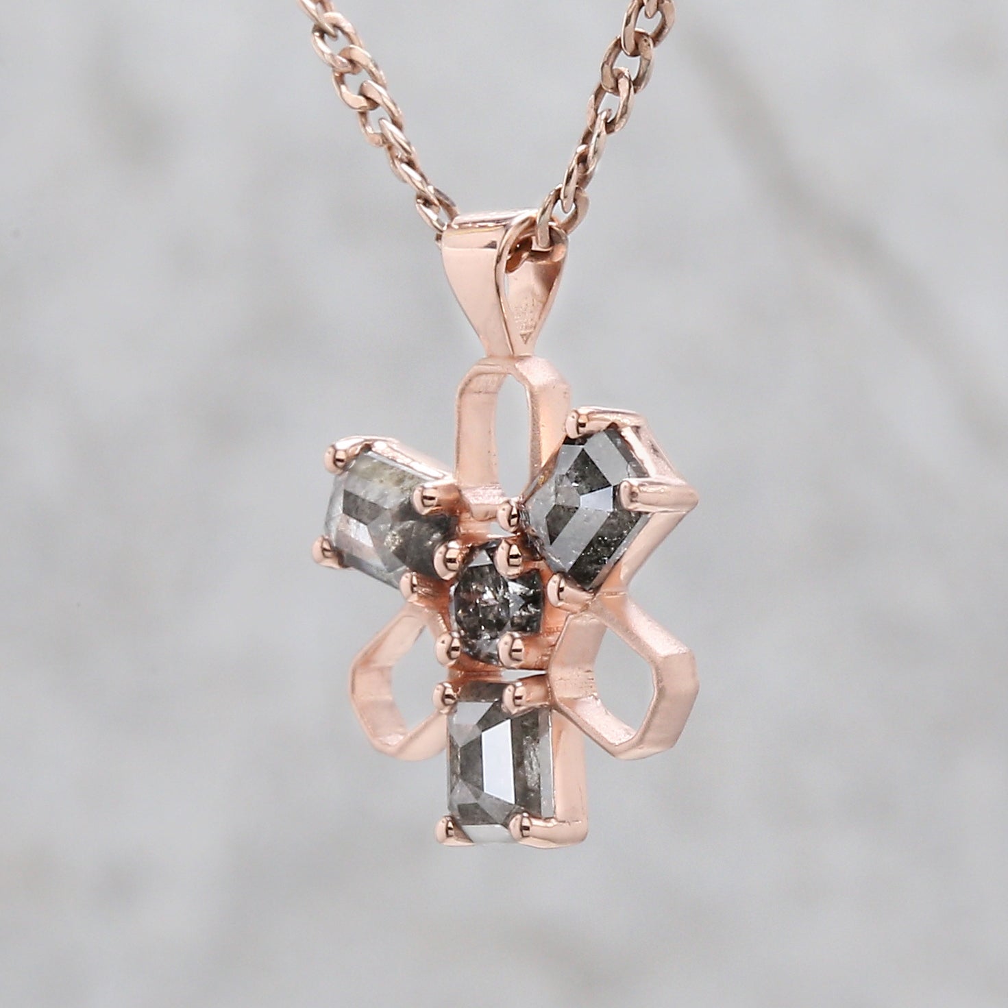 Emerald Salt And Pepper Diamond Pendant Engagement Wedding Gift Pendant 14K Solid Rose White Yellow Gold Pendant 0.80 CT KDN2160