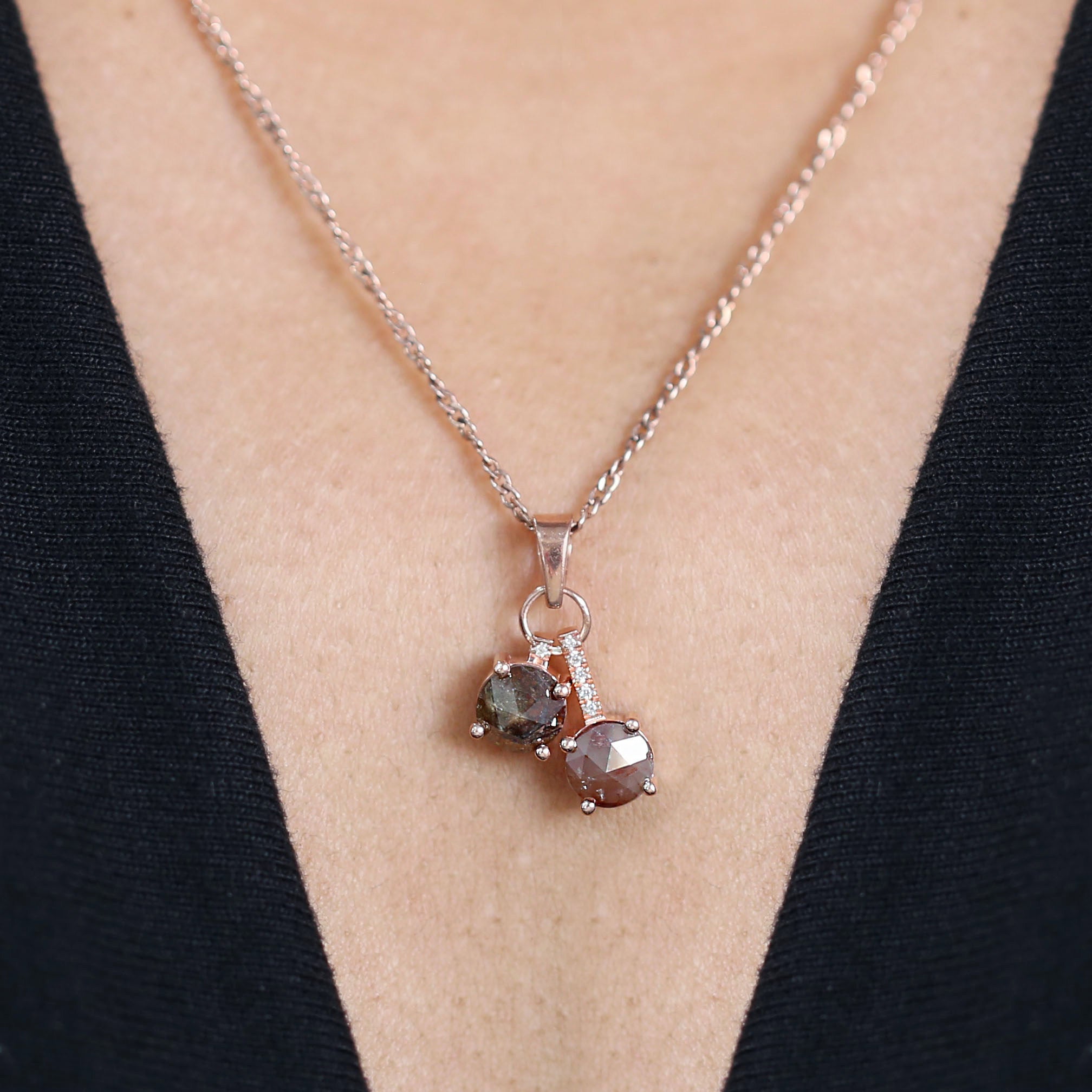Round Rose Cut Diamond Pendant, Unique Diamond Pendant, Brown Diamond Pendant, Brown Round Pendant, No Chain Including Only Pendant, KDL6348