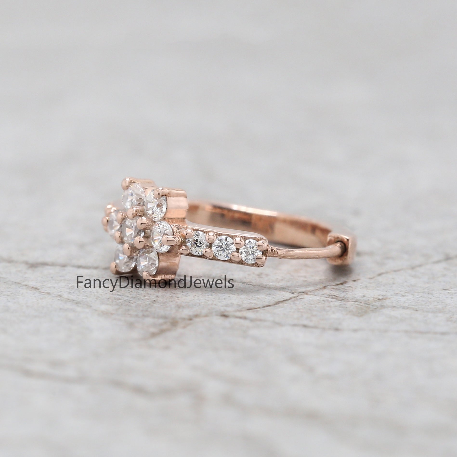 Natural White Round Diamond Nose Rings Engagement Wedding Gift Nose Ring 14K Solid Rose White Yellow Gold Nose Ring 0.16 CT KD951