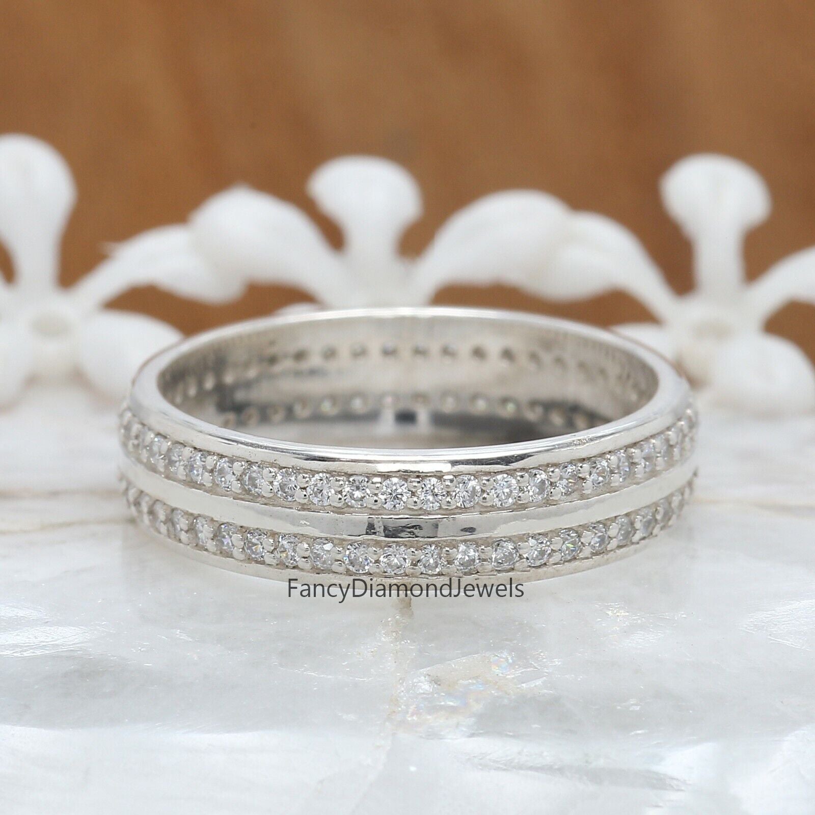 0.71 Ct, Men's Wedding Ring, White Diamond Band, Ring For Men, Round Diamond Band, Unique Men's Ring, Gift For Him KD932