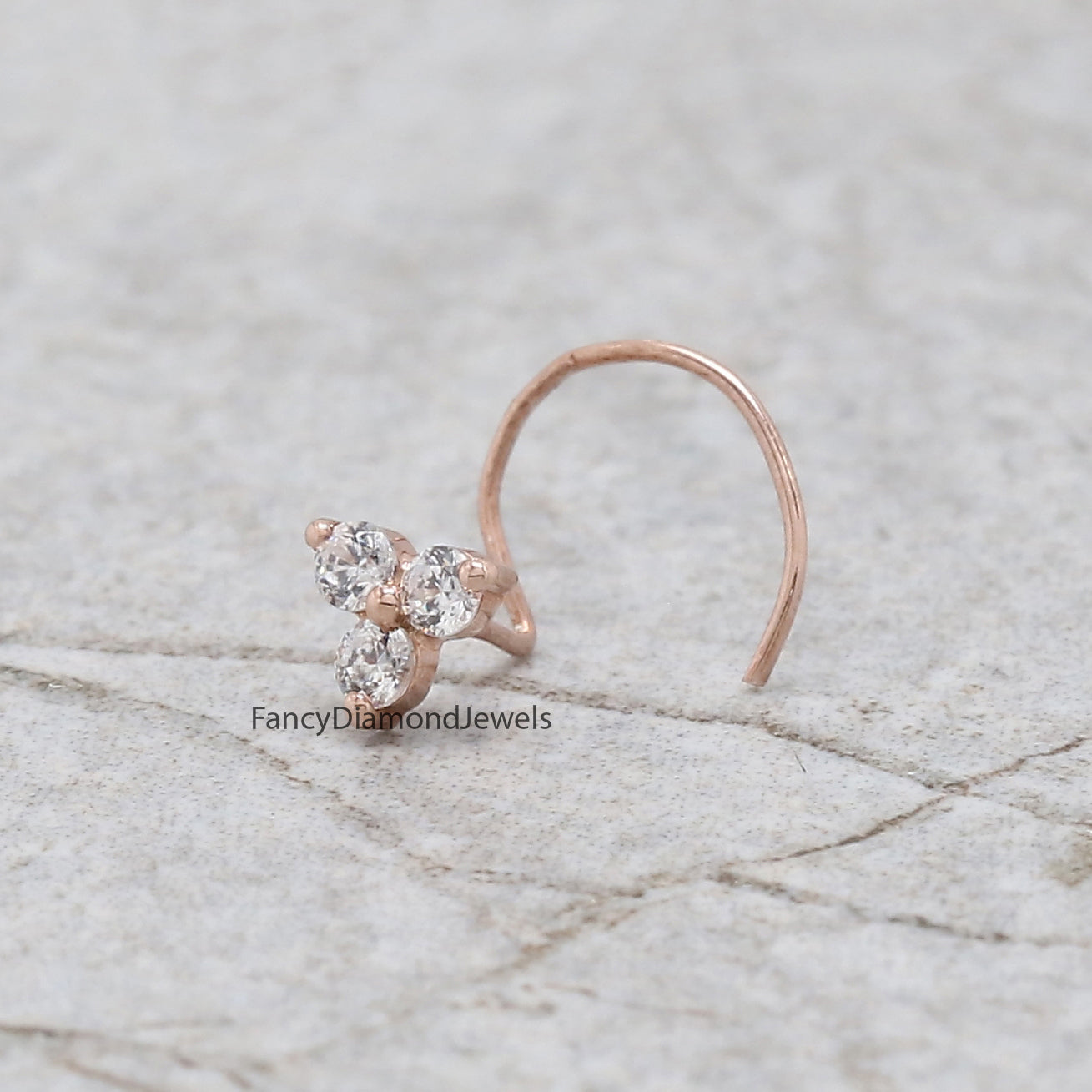 Natural White Round Diamond Nose Rings Engagement Wedding Gift Nose Ring 14K Solid Rose White Yellow Gold Nose Ring 0.08 CT KD966