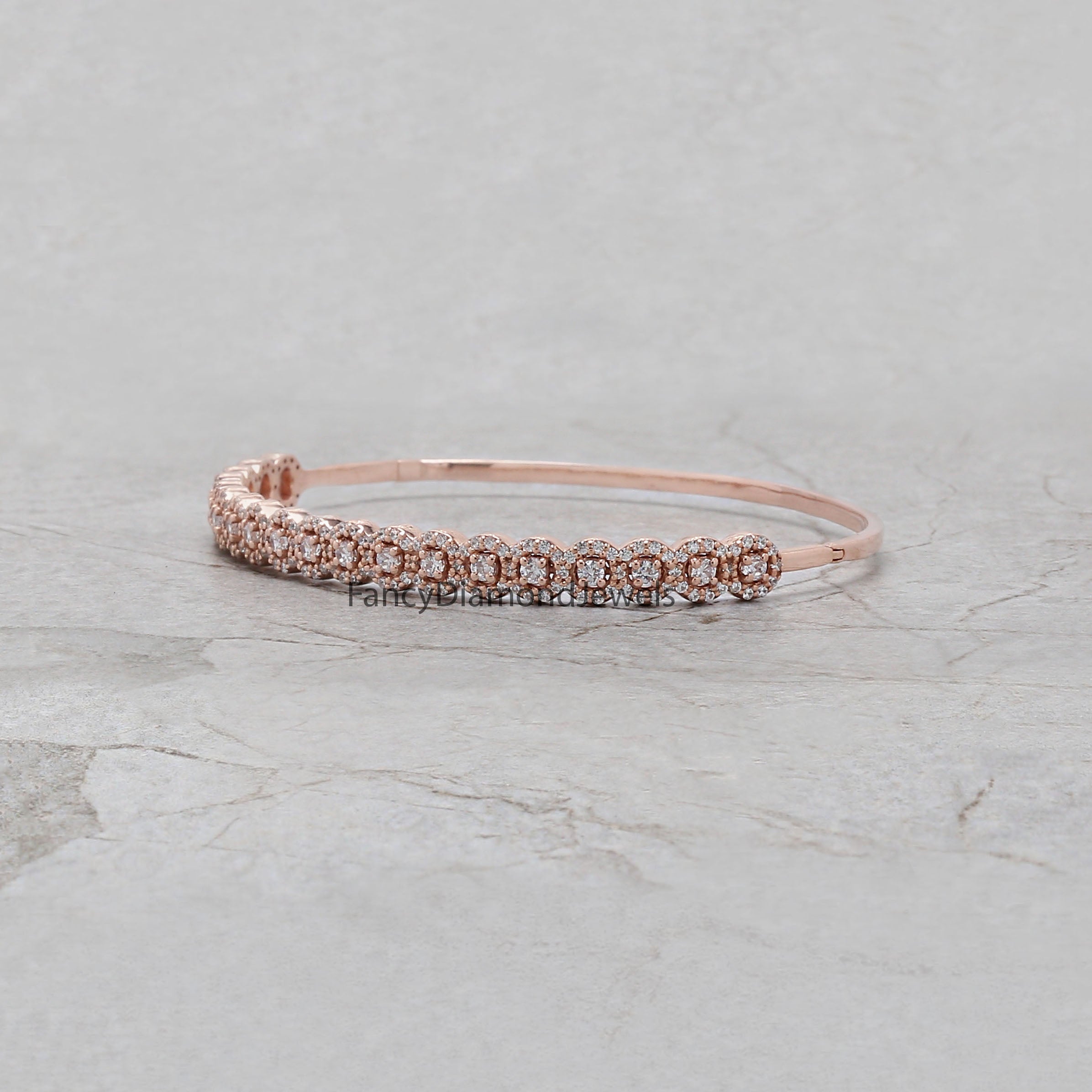 Round White Diamond Bracelet Engagement Wedding Gift Bracelet 14K Solid Rose White Yellow Gold Bracelet 1.47 CT KD1053