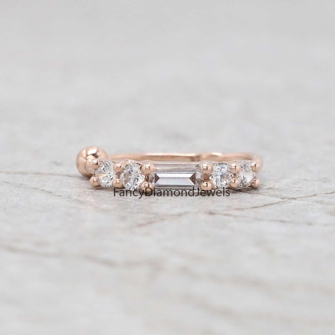 Natural White Round/Baguette Diamond Nose Rings Engagement Wedding Gift Nose Ring 14K Solid Rose White Yellow Gold Nose Ring 0.10 CT KD970