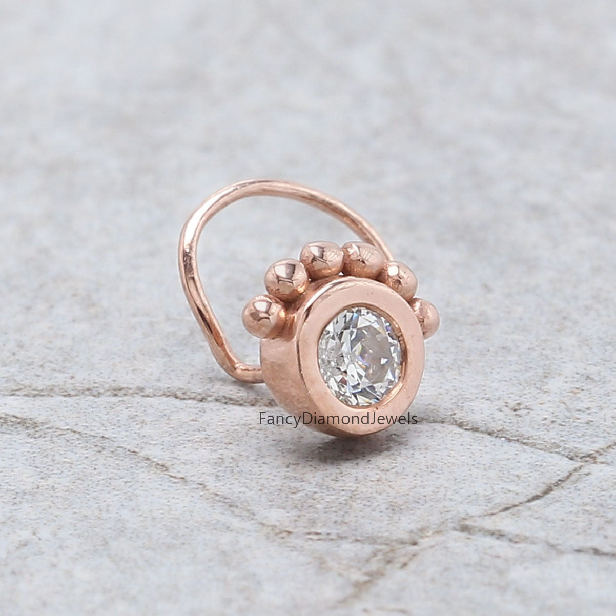 Natural White Round Diamond Nose Rings Engagement Wedding Gift Nose Ring 14K Solid Rose White Yellow Gold Nose Ring 0.17 CT KD1019