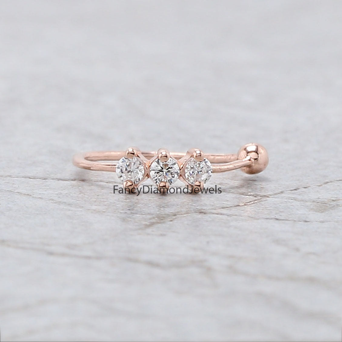 Natural White Round Diamond Nose Rings Engagement Wedding Gift Nose Ring 14K Solid Rose White Yellow Gold Nose Ring 0.06 CT KD976