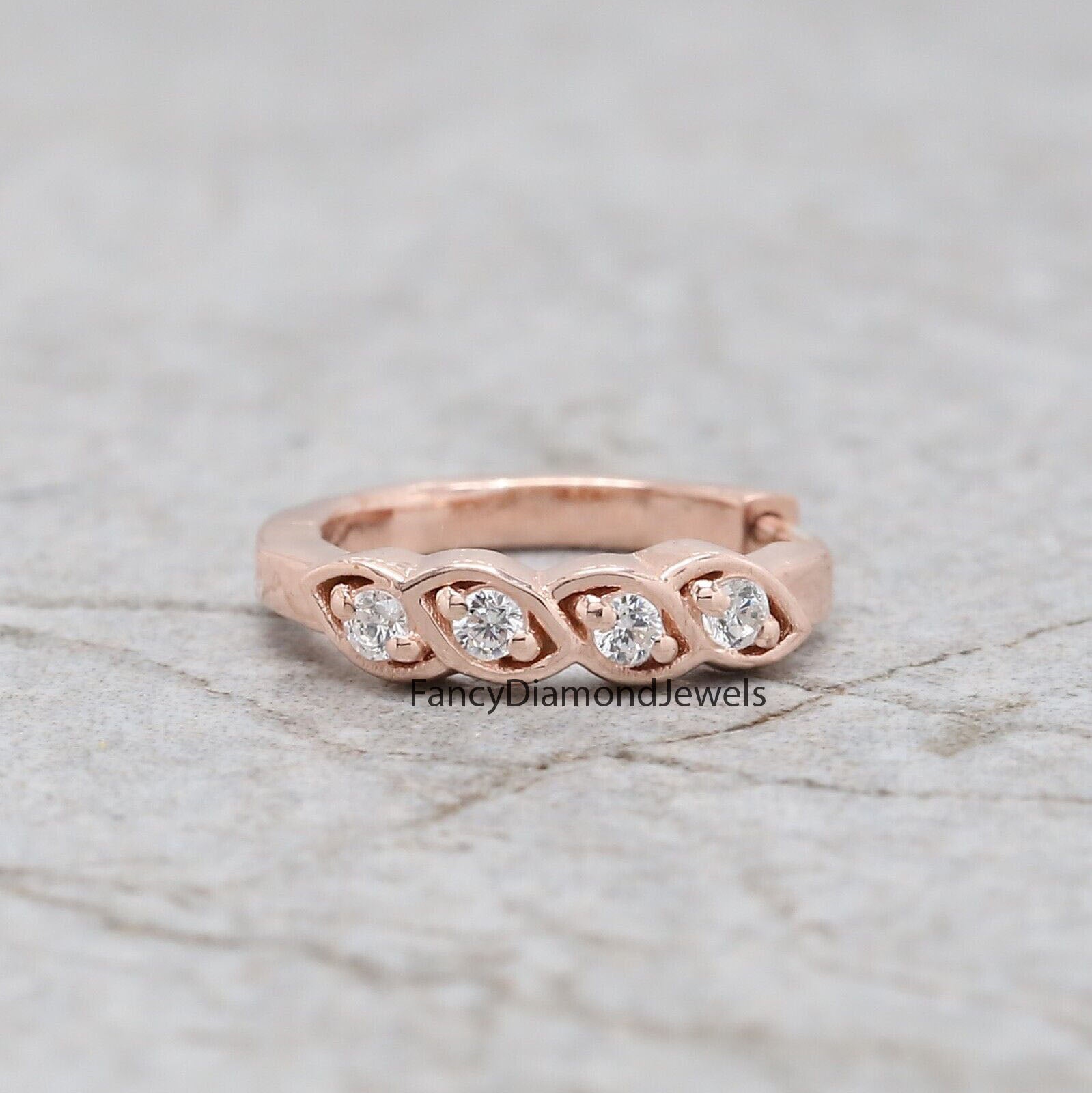 Natural White Round Diamond Nose Rings Engagement Wedding Gift Nose Ring 14K Solid Rose White Yellow Gold Nose Ring 0.06 CT KD967