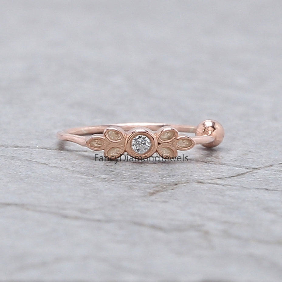 Natural Round White Diamond Nose Rings Engagement Wedding Gift Nose Ring 14K Solid Rose White Yellow Gold Nose Ring 0.01 CT KD1010