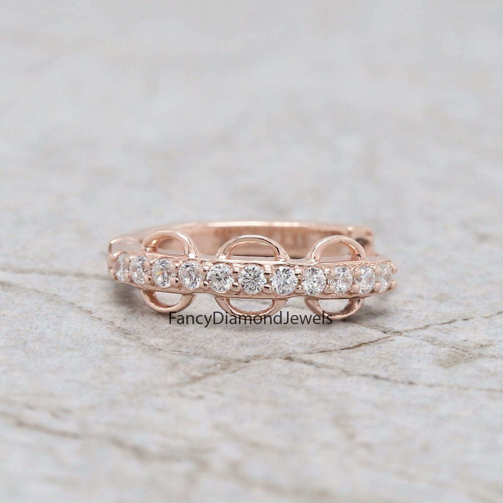 Natural White Round Diamond Nose Rings Engagement Wedding Gift Nose Ring 14K Solid Rose White Yellow Gold Nose Ring 0.08 CT KD972