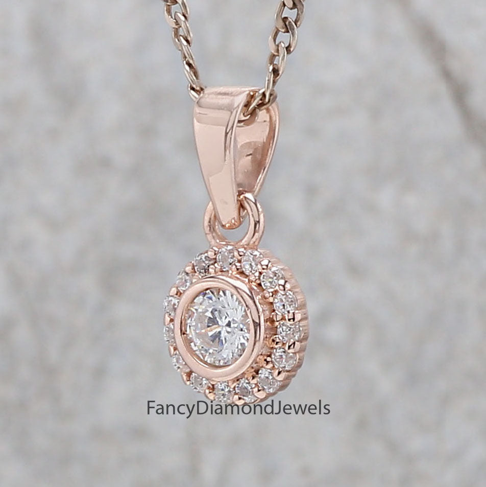Round Brilliant Cut White Color Diamond Pendant Engagement Wedding Gift Pendant 14K Solid Rose White Yellow Gold Pendant 0.26 CT KD1004