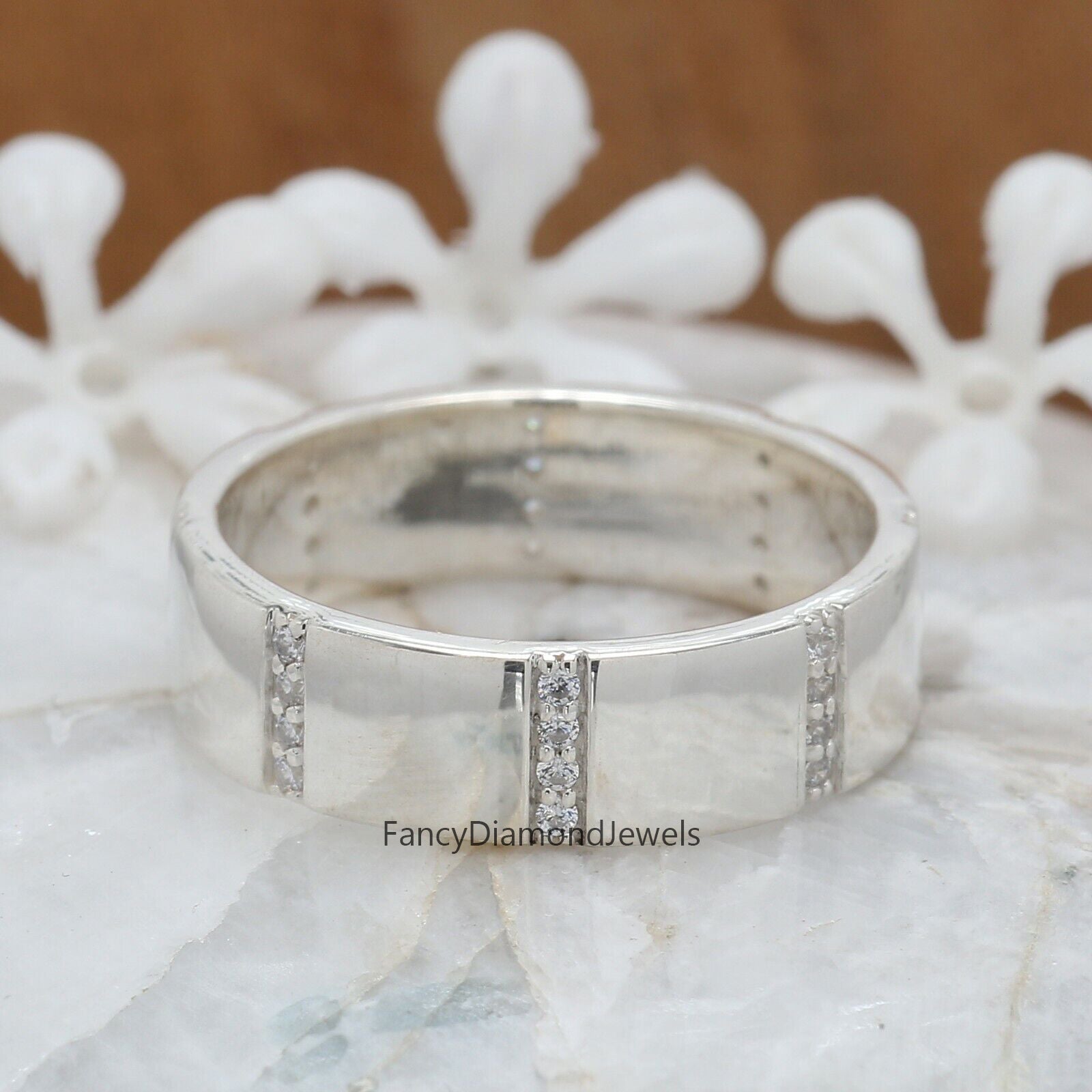 0.22 Ct, Men's Wedding Ring, White Diamond Band, Ring For Men, Round Diamond Band, Unique Men's Ring, Gift For Him KD933