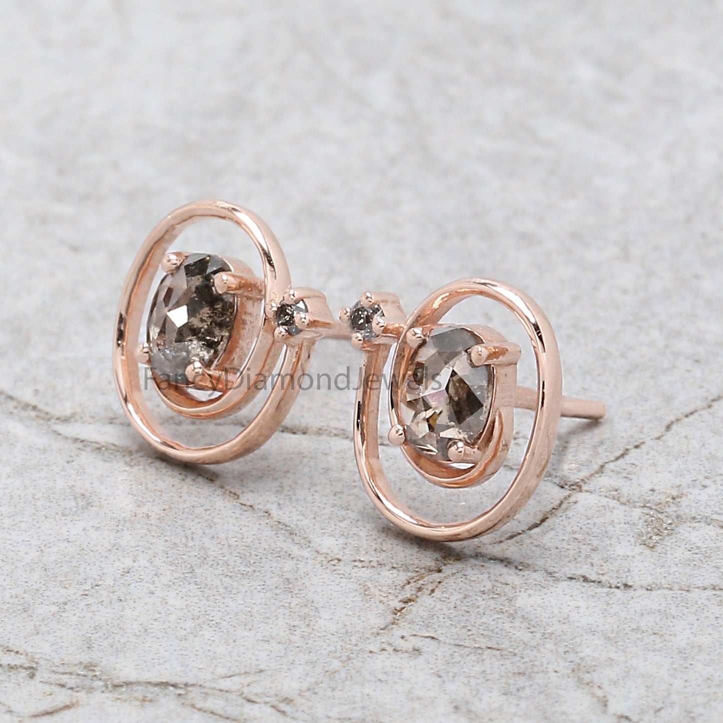 Oval Salt And Pepper Diamond Earring, Oval Shape Earring, Prong Earring, Engagement Earring, Earlobe Earrings, Earrings Jewelry, KDN969