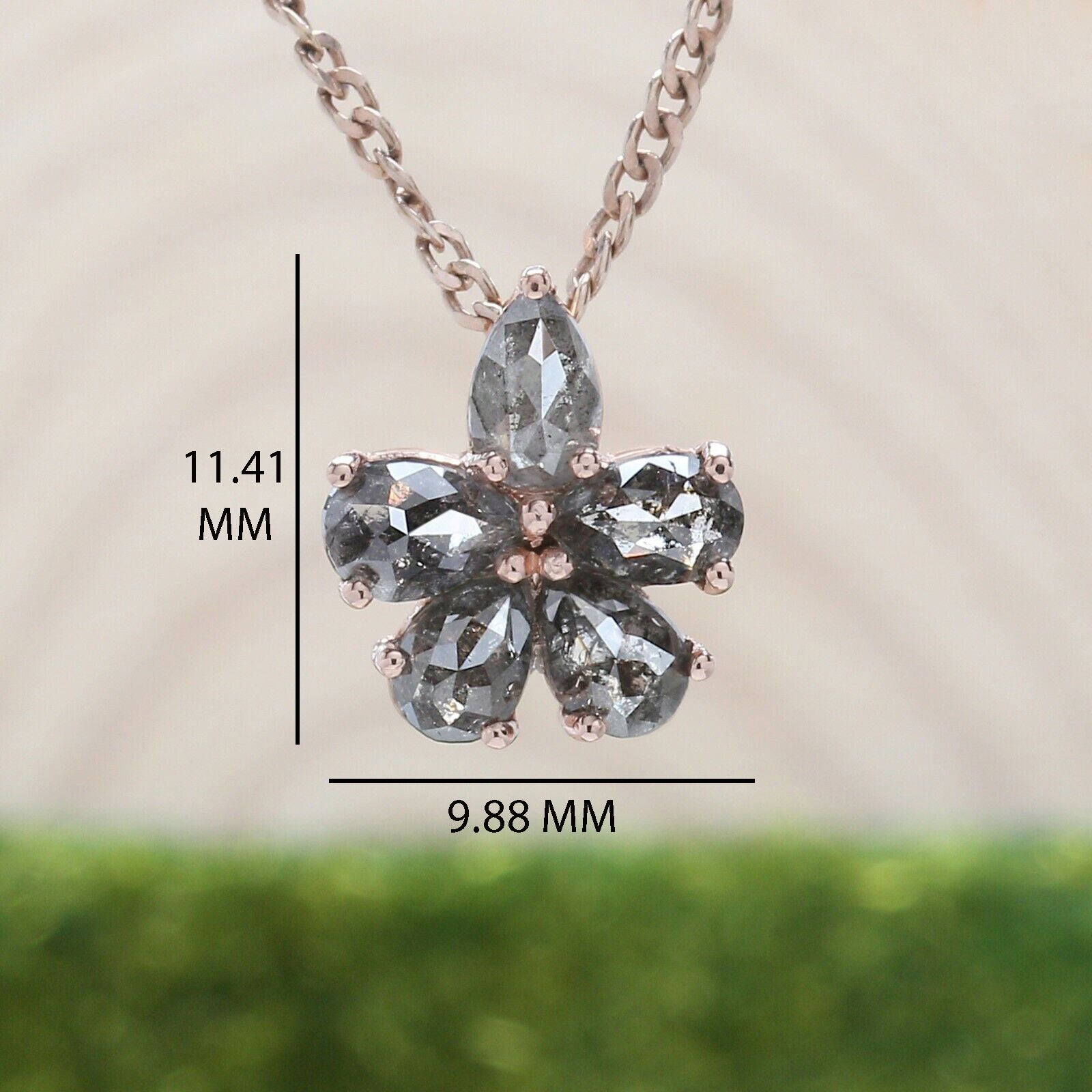 Pear Cut Salt And Pepper Diamond Pendant 1.22 Ct 4.70 MM Pear Shape Diamond Pendant 14K Solid Rose Gold Silver Engagement Pendant QL752