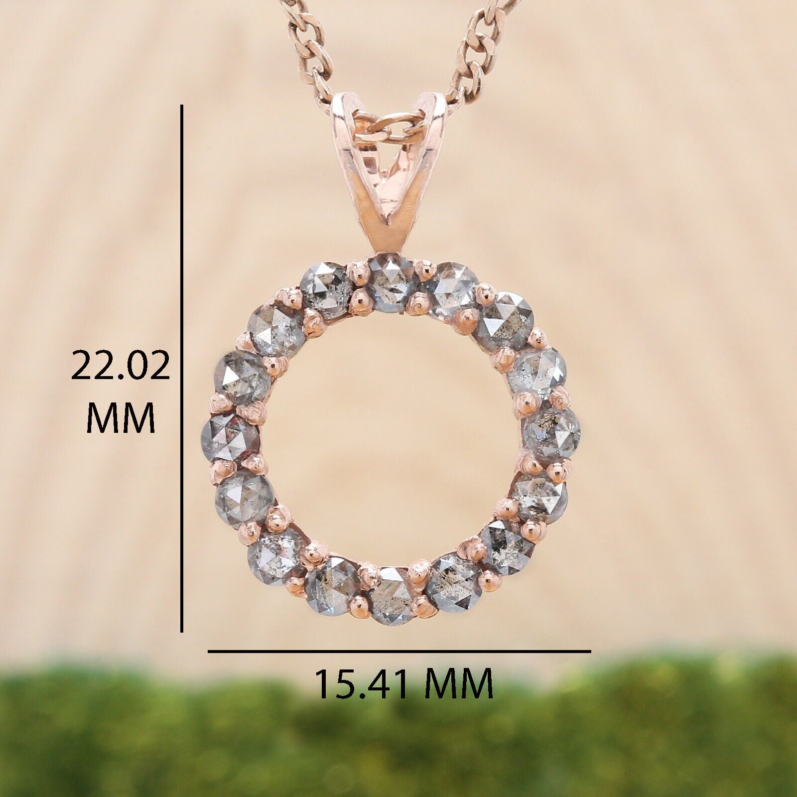 Salt And Pepper Round Rose Cut Diamond Pendant 14K Solid Rose White Yellow Gold Pendant Engagement Wedding Gift Pendant 0.96 CT KDL1553