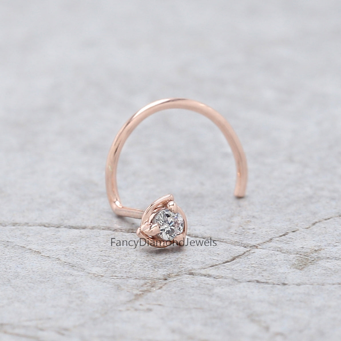Natural White Round Diamond Nose Rings Engagement Wedding Gift Nose Ring 14K Solid Rose White Yellow Gold Nose Ring 0.03 CT KD1020