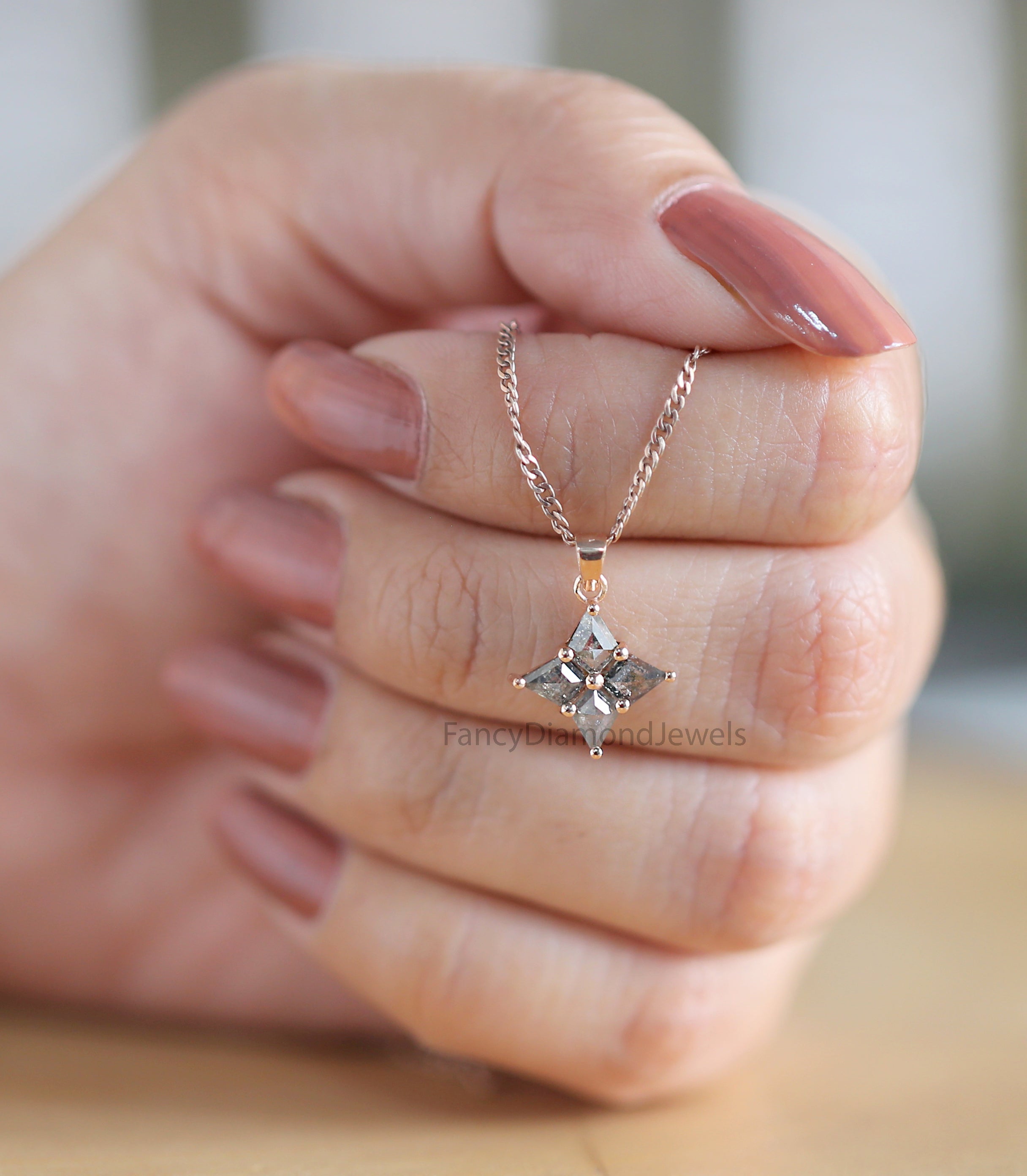 Kite Salt And Pepper Diamond Pendant, Unique Diamond Pendant, Salt And Pepper Diamond Pendant, Kite Pendant, Dangling Diamond Pendant KD1096