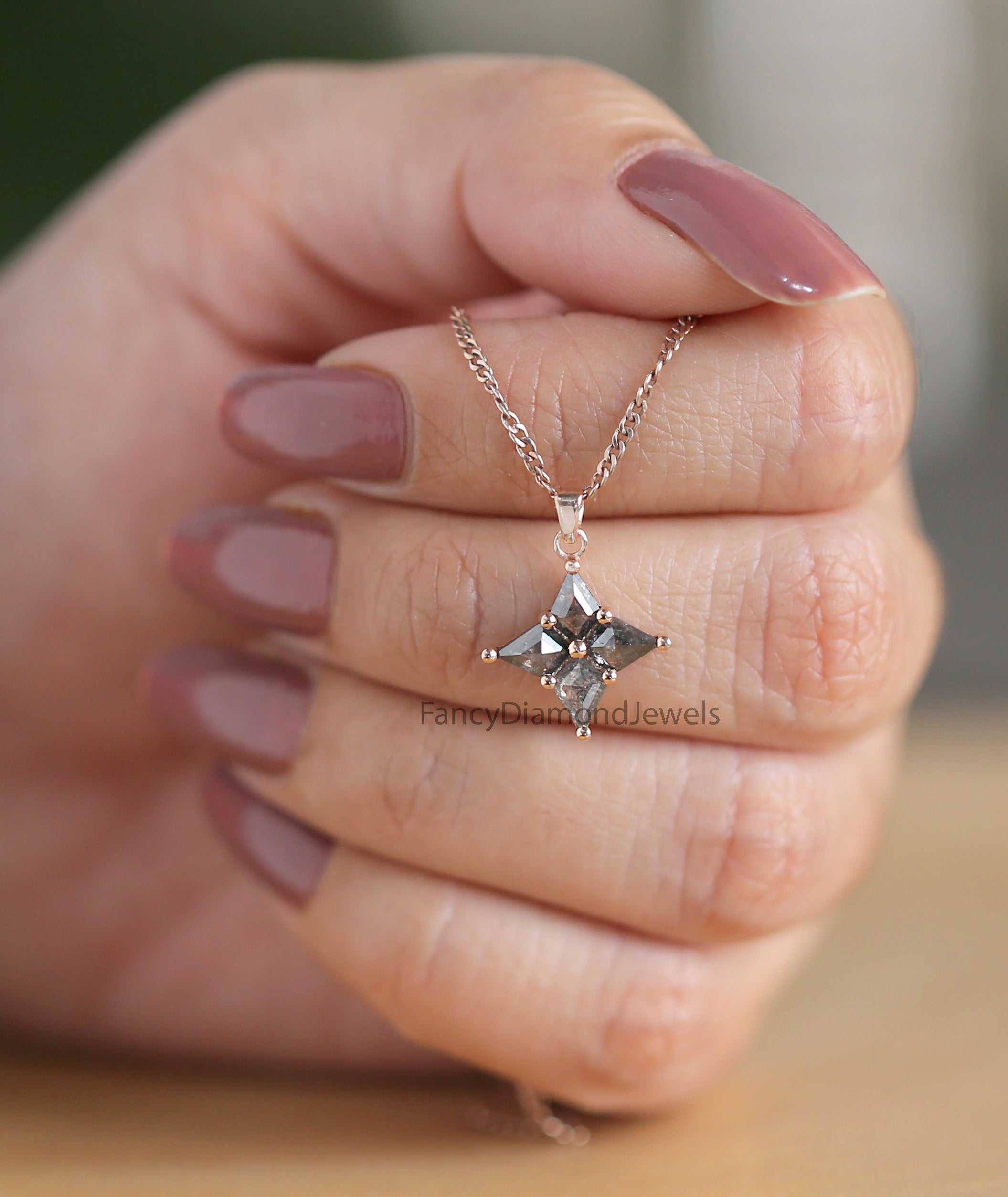 Kite Salt And Pepper Diamond Pendant, Kite Unique Diamond Pendant, Kite Dangling Diamond Pendant, No Chain Including Only Pendant, KD1094