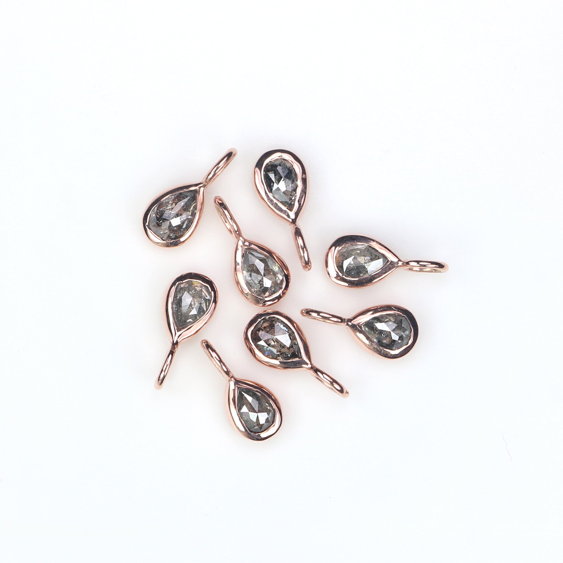 Pear Salt And Pepper Diamond Pendant Engagement Wedding Gift Pendant 14K Solid Rose White Yellow Gold Pendant KD1089